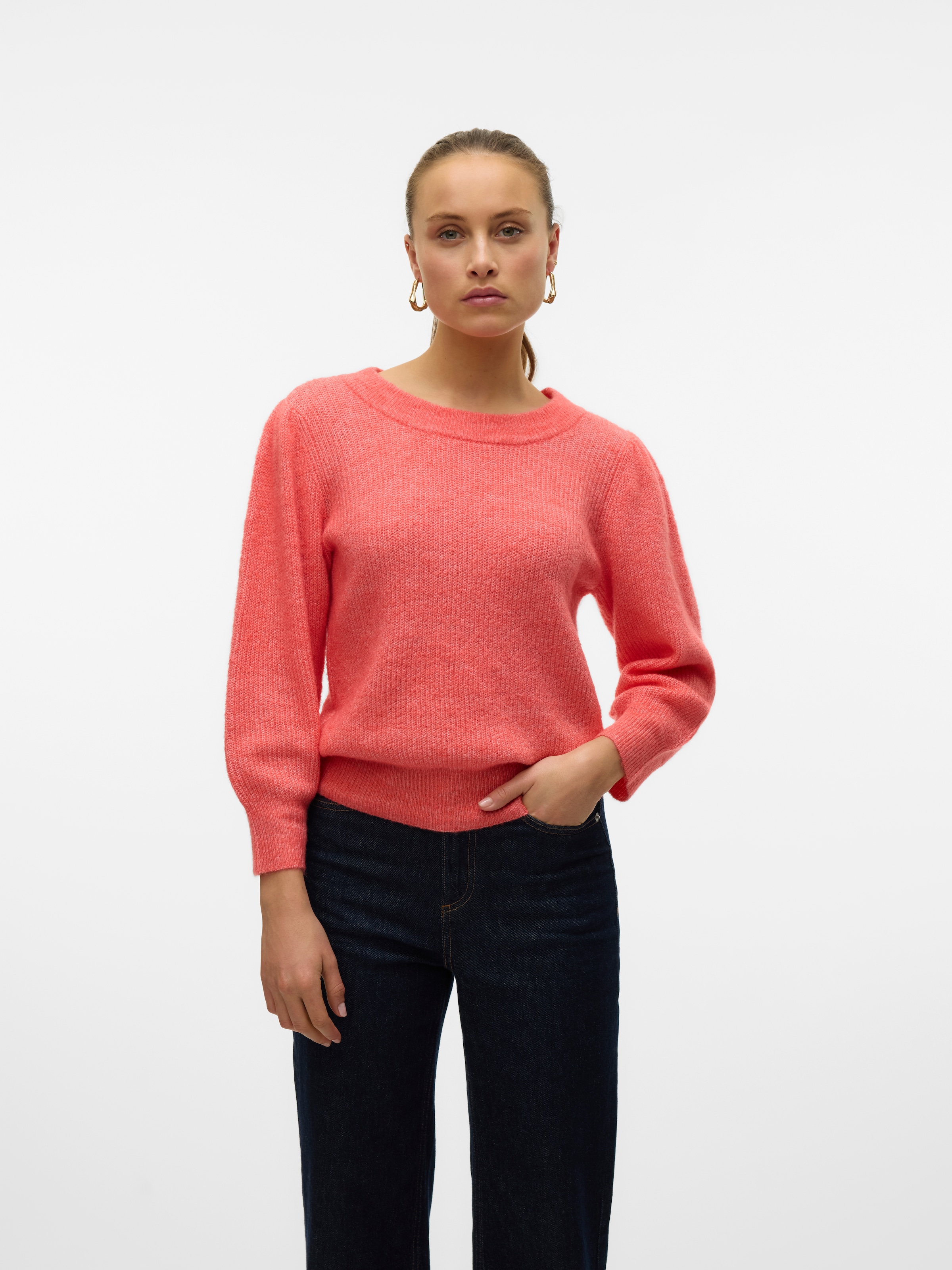 Vero Moda Rundhalspullover "VMVIGGA 3/4 RIB PULLOVER GA BOO REP" günstig online kaufen