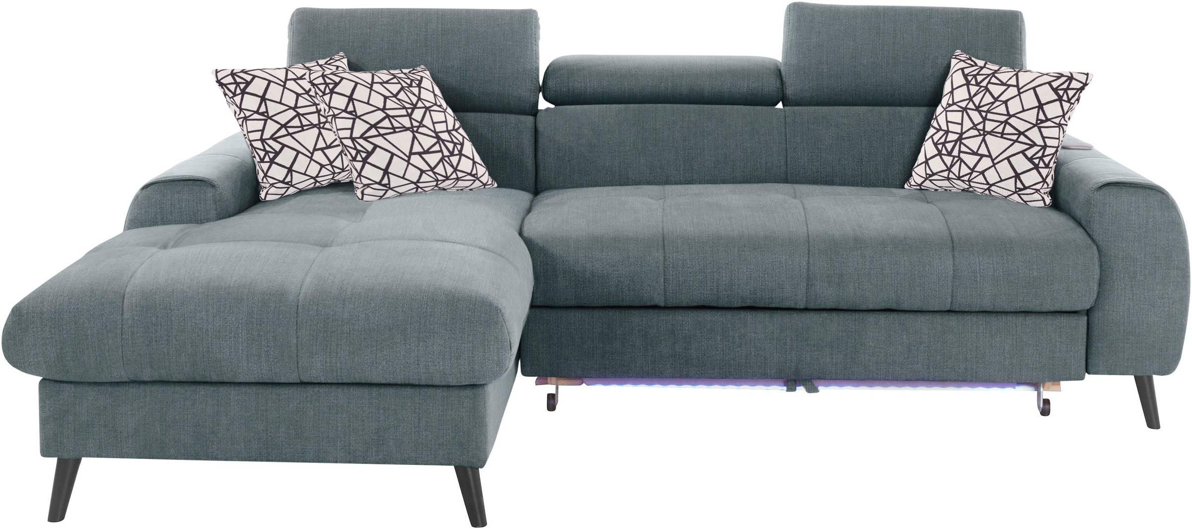 COTTA Ecksofa »Mia L-Form«, 3-tlg.-Kissen-Set, Recamiere, wahlweise mit oder ohne RGB-Beleuchtung