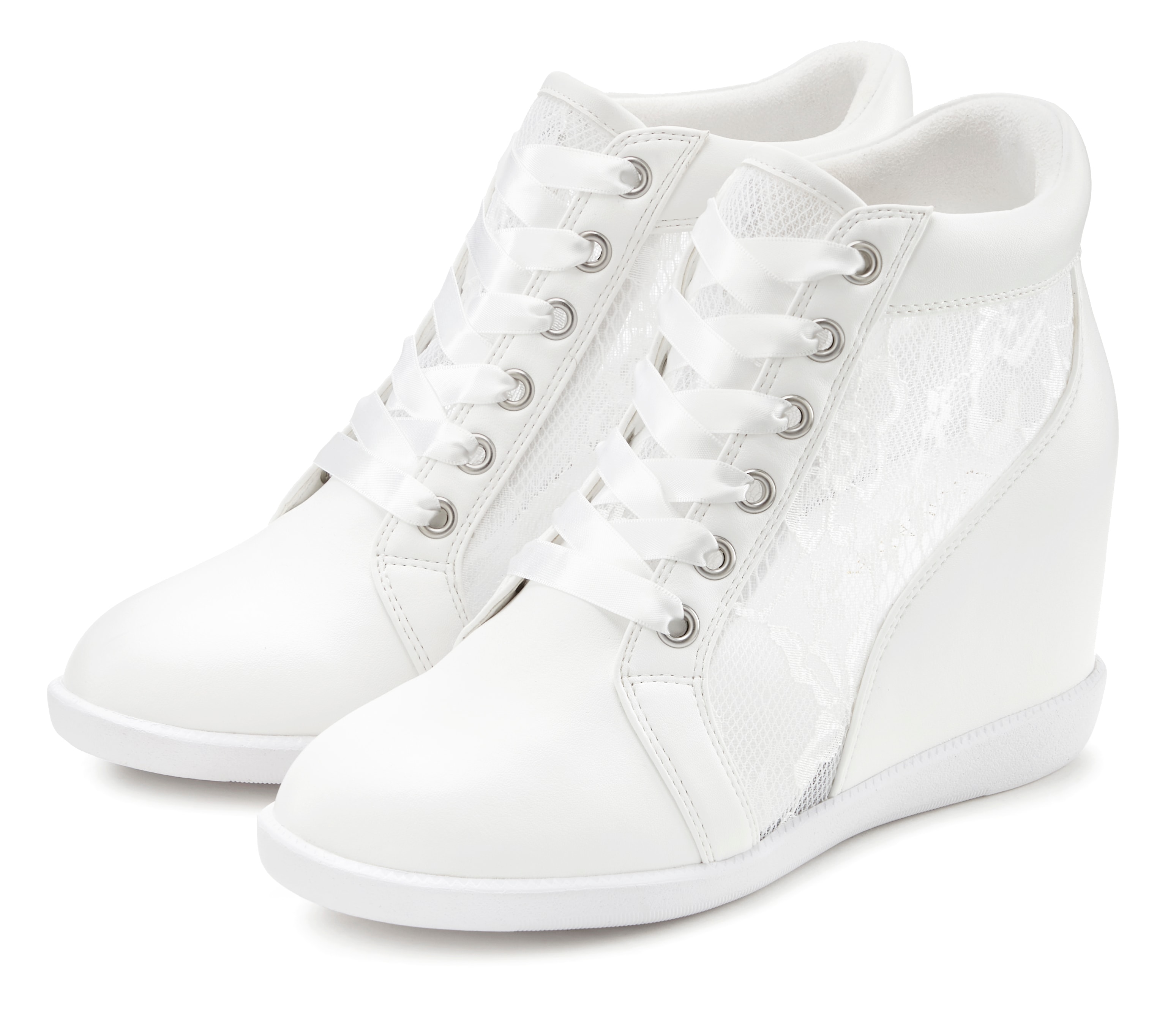 LASCANA Sneaker "Freizeitschuh, Halbschuh, Keilstiefelette, Sneaker," mit innenliegendem Keilabsatz und eleganten Spitzendetails