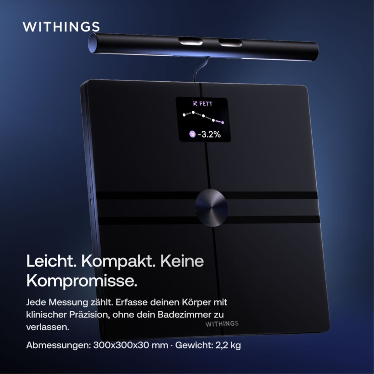Withings Körper-Analyse-Waage »Withings BodyFit: Smarte Körperwaage mit 40+ Biomarkern« 99 % DEXA-Genauigkeit • Stoffwechselbewertung • Kostenlose App