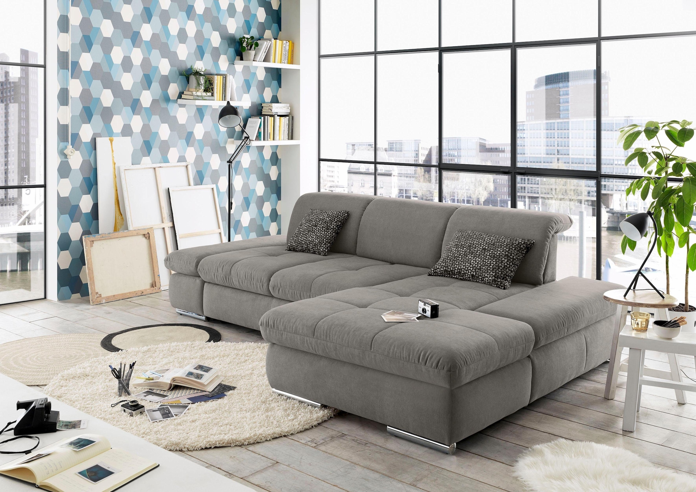 set one by Musterring Ecksofa "SO4100 V", mit verstellbaren Kopfteilen, wah günstig online kaufen