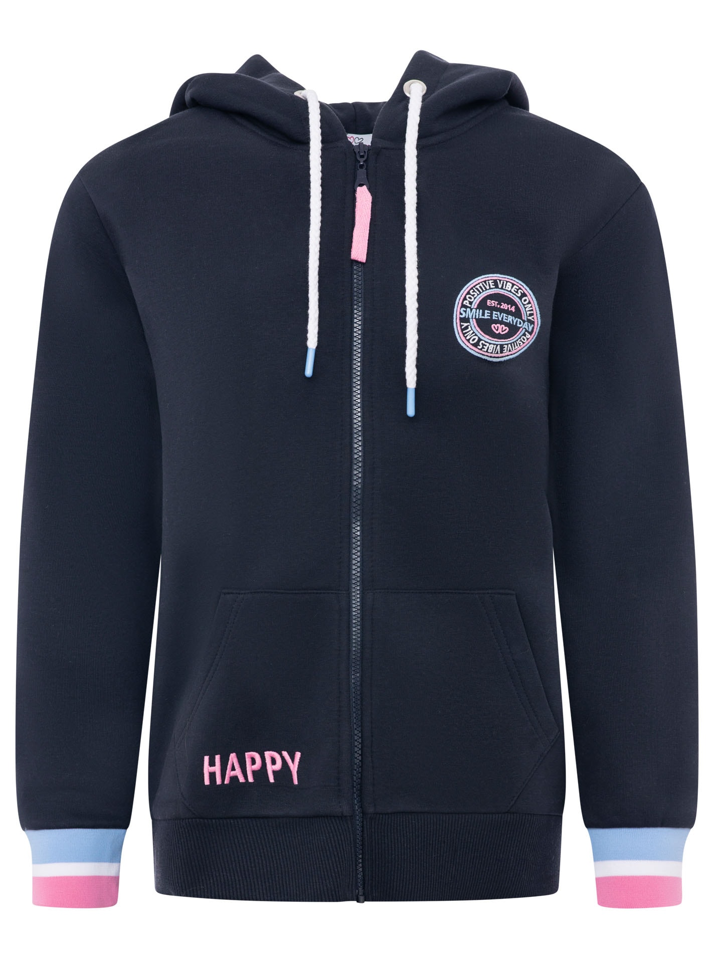 Zwillingsherz Kapuzensweatjacke »"Smile Everyday ZH"« Kapuze, Taschen,  Langarm, Stickerei, Reißverschluss