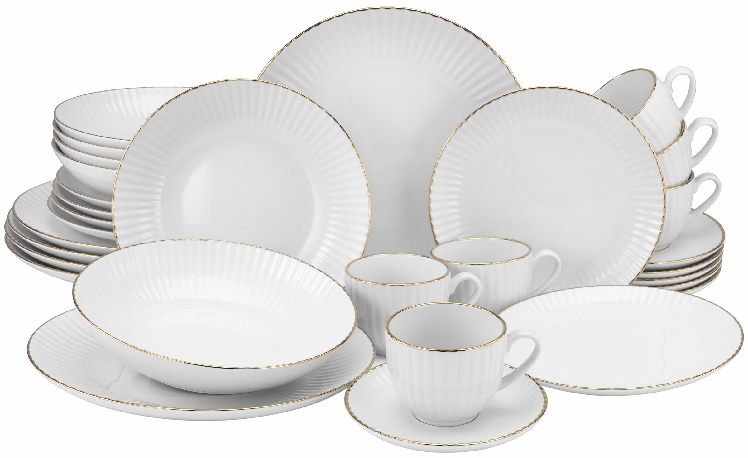 my home Kombiservice "Geschirr-Set, Service Elisetta" Goldband, Made in Eur günstig online kaufen