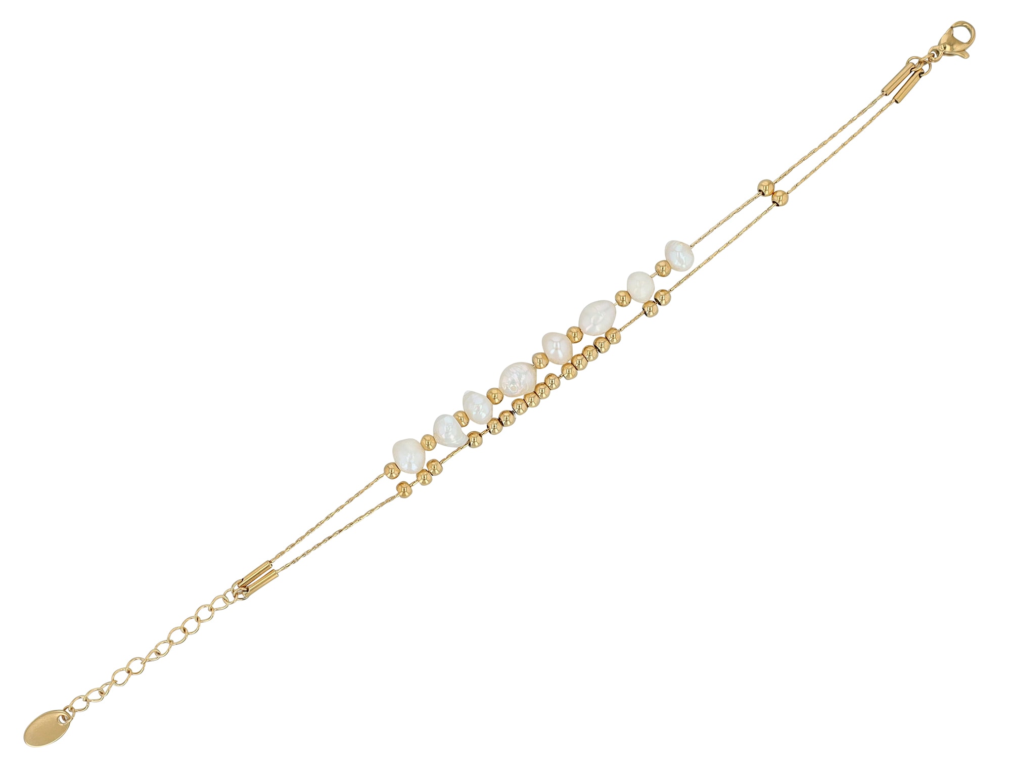 ADELIA ́S Damen Armband "Damen Armband aus Edelstahl mit Süßwasserperle 17+5 cm", 22cm, Edelstahlgold, Edelstahl, Armbänder, Zum Verschenken – passend