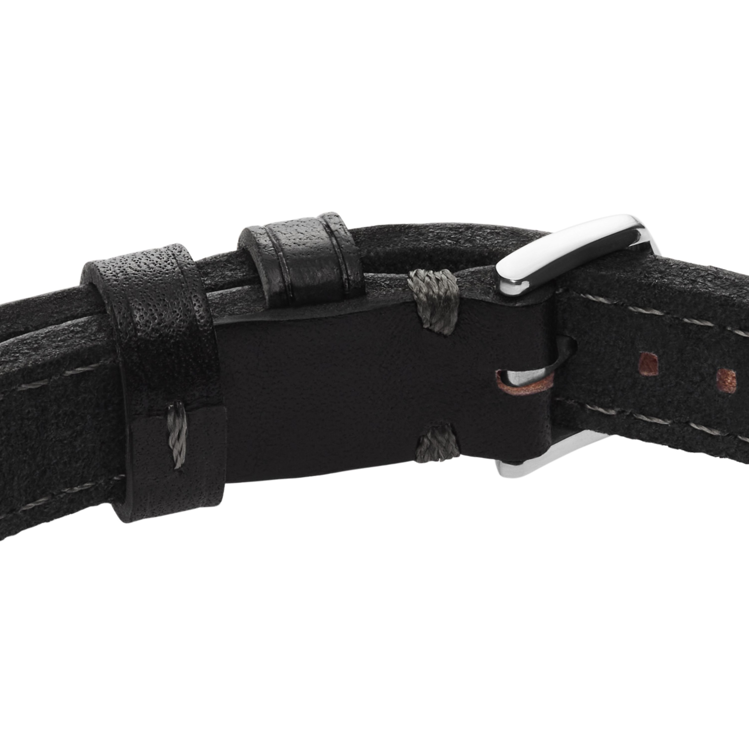 Armband FOSSIL "Schmuck Geschenk Metall, Leder, Textil MACHINE", edelstahlfarben, schwarz, Armbänder, Damen, 26cm, Edelstahl Leder Textil, Edelstahl, Leder, Textil, Armband 4