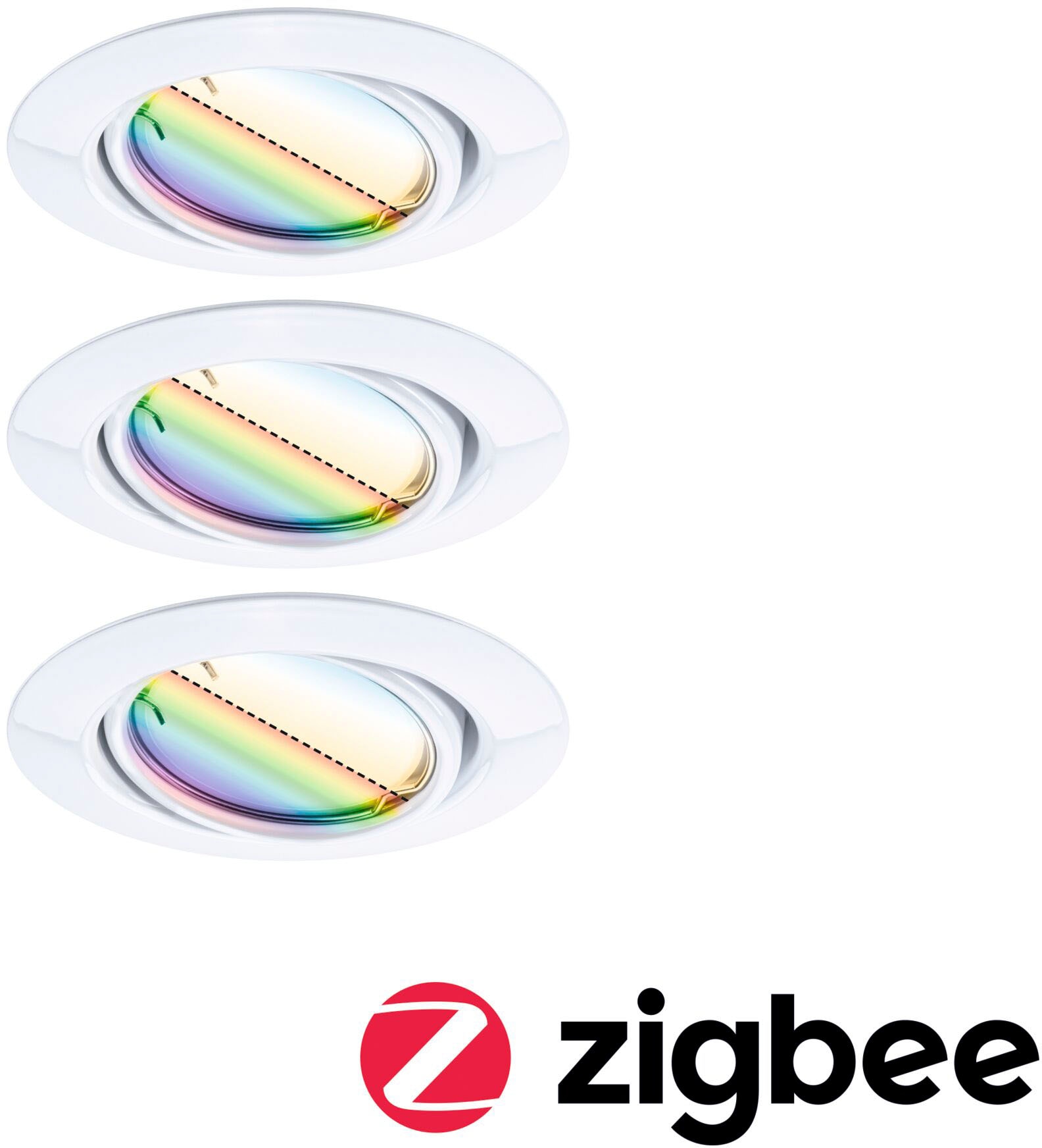 Spot Encastré LED Smart Home Zigbee 3.0 Base Coin Kit De Base Orientable Rond 90mm 20° Coin 3x4 9w 3x420lm 230v Gradable Rgbw Acier Brosse 92770183