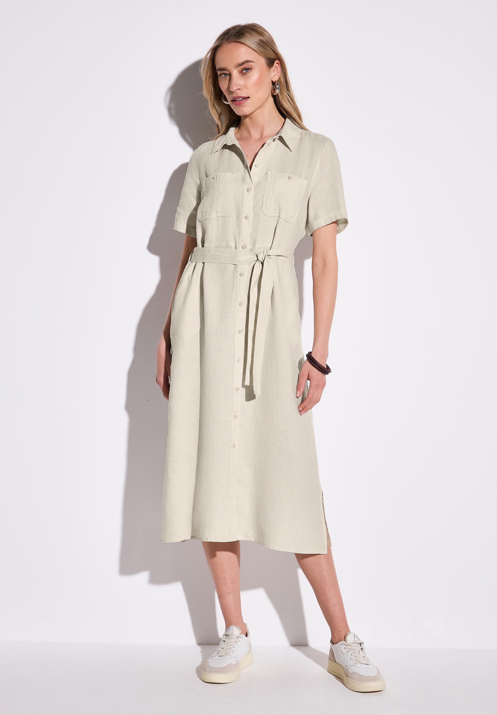 STREET ONE Midikleid Brusttasche mit Bindegürtel zum Taillieren günstig online kaufen