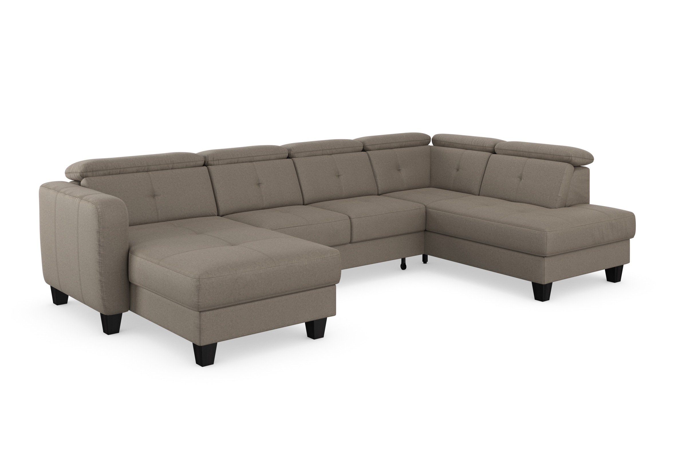 Wohnlandschaft SIT & MORE "Belluci U-Form", braun (savannah), B:321cm H:85cm T:195cm, Sofas, Wohnlandschaft, Kopfteilverstellung und Federkern, wahlweise mit Bettfunktion 8