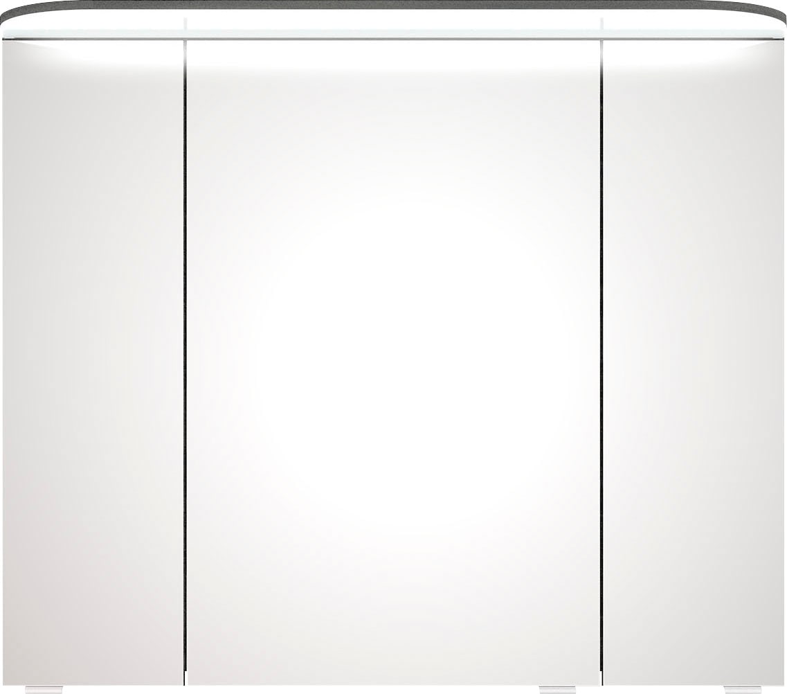 Saphir Badmöbel-Set »Balto Sprint 3-teilig, Mineralmarmor-Waschtisch mit LED-Spiegelschrank«, (4 St.), Badezimmer Set mit Midischrank, inkl Türdämpfer, 4 Türen, 4 Schubladen