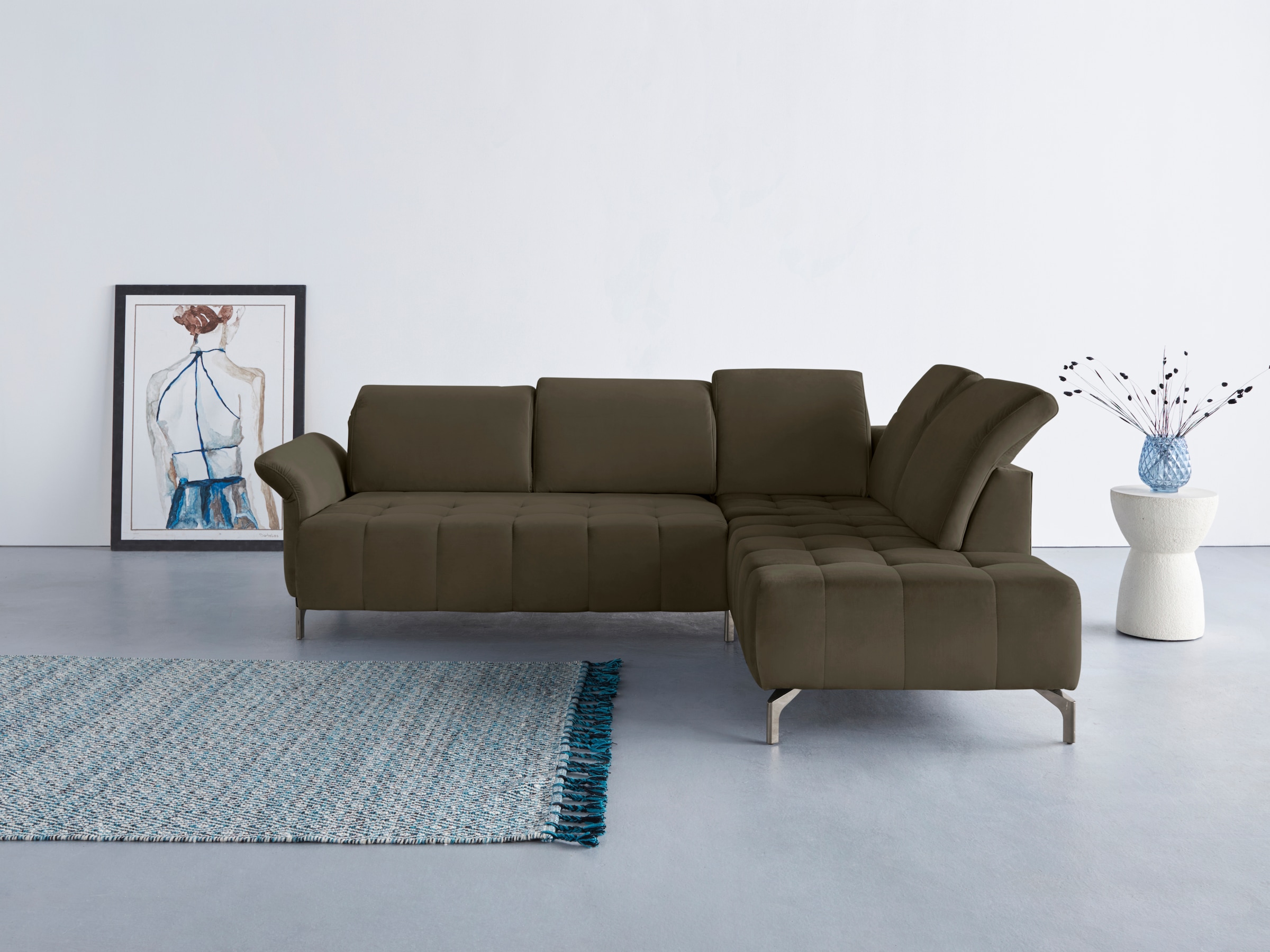 OTTO home Ecksofa "Fresh L-Form" Federkern, wahlweise Kopfteilverstellung und motorischer Vorziehsitz