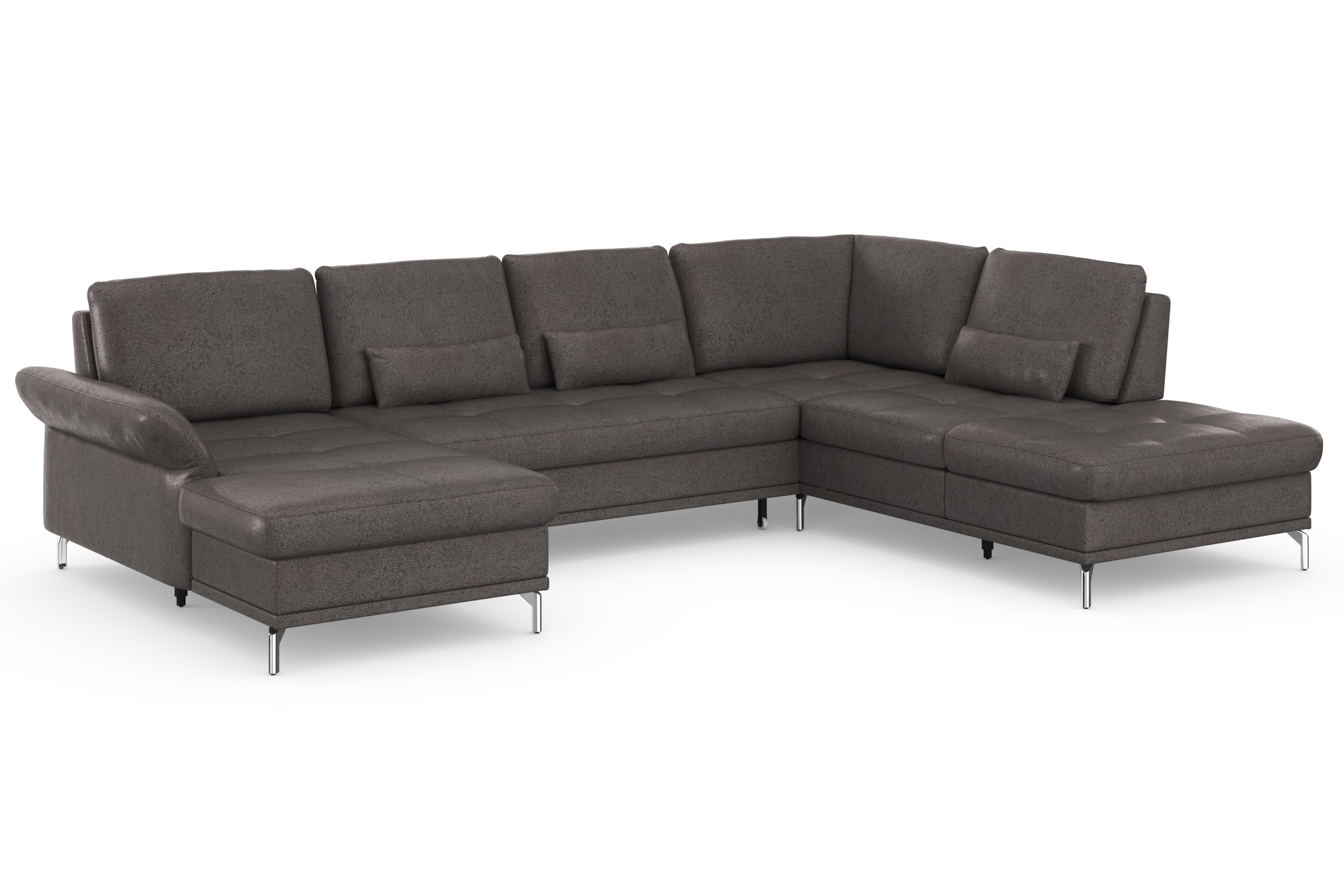 Wohnlandschaft HOME AFFAIRE "Palm Beach U-Form", grau (anthrazit), B:347cm H:89cm T:224cm, 100%Polyester, Sofas, Wohnlandschaft, Federkern, mit Sitztiefenverstellung, wahlweise mit Bettfunktion 9