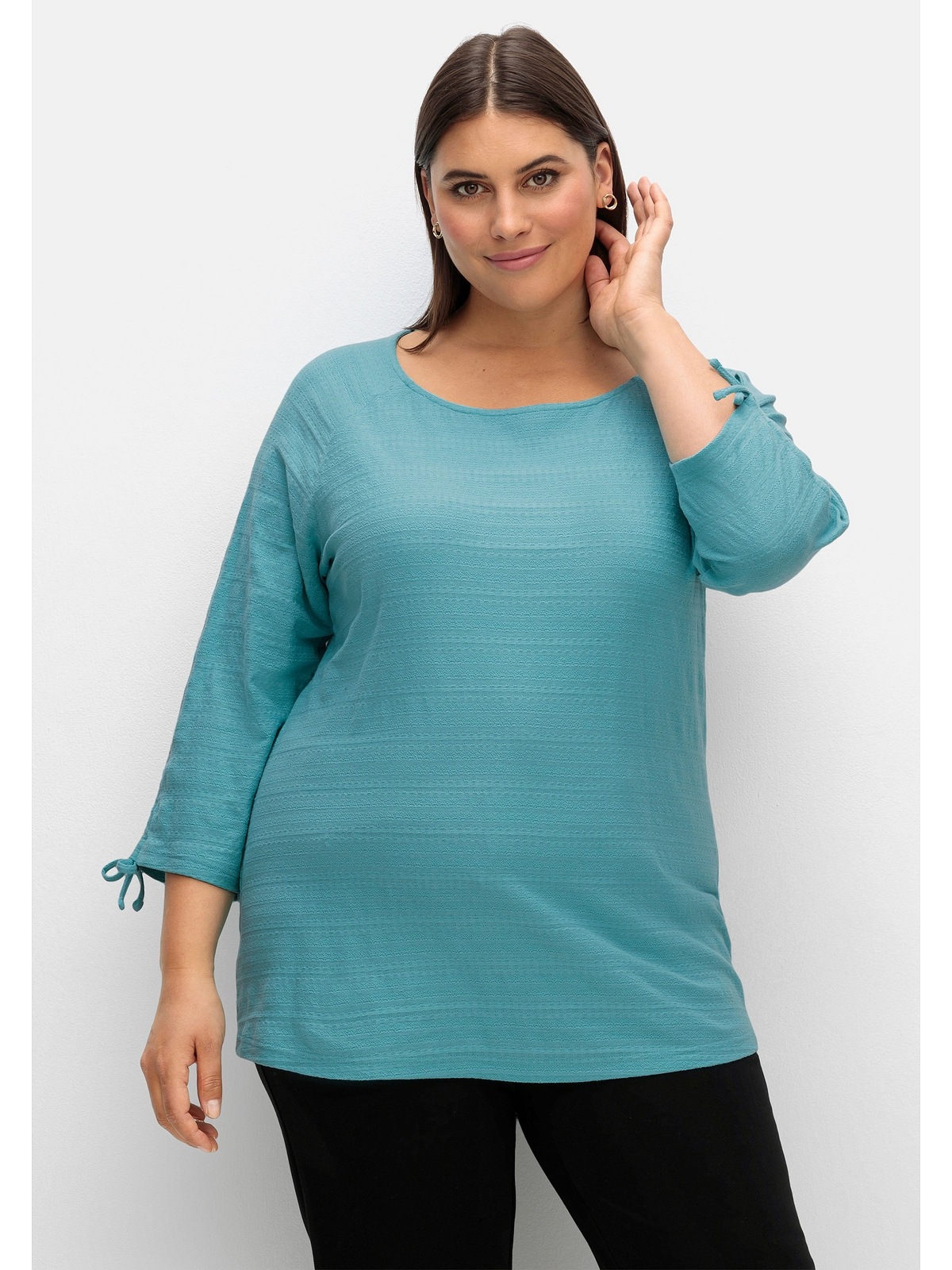 Sheego 3/4-Arm-Shirt »Große Größen«, BAUR tailliert mit für leicht Raglanärmeln, | raffbaren kaufen
