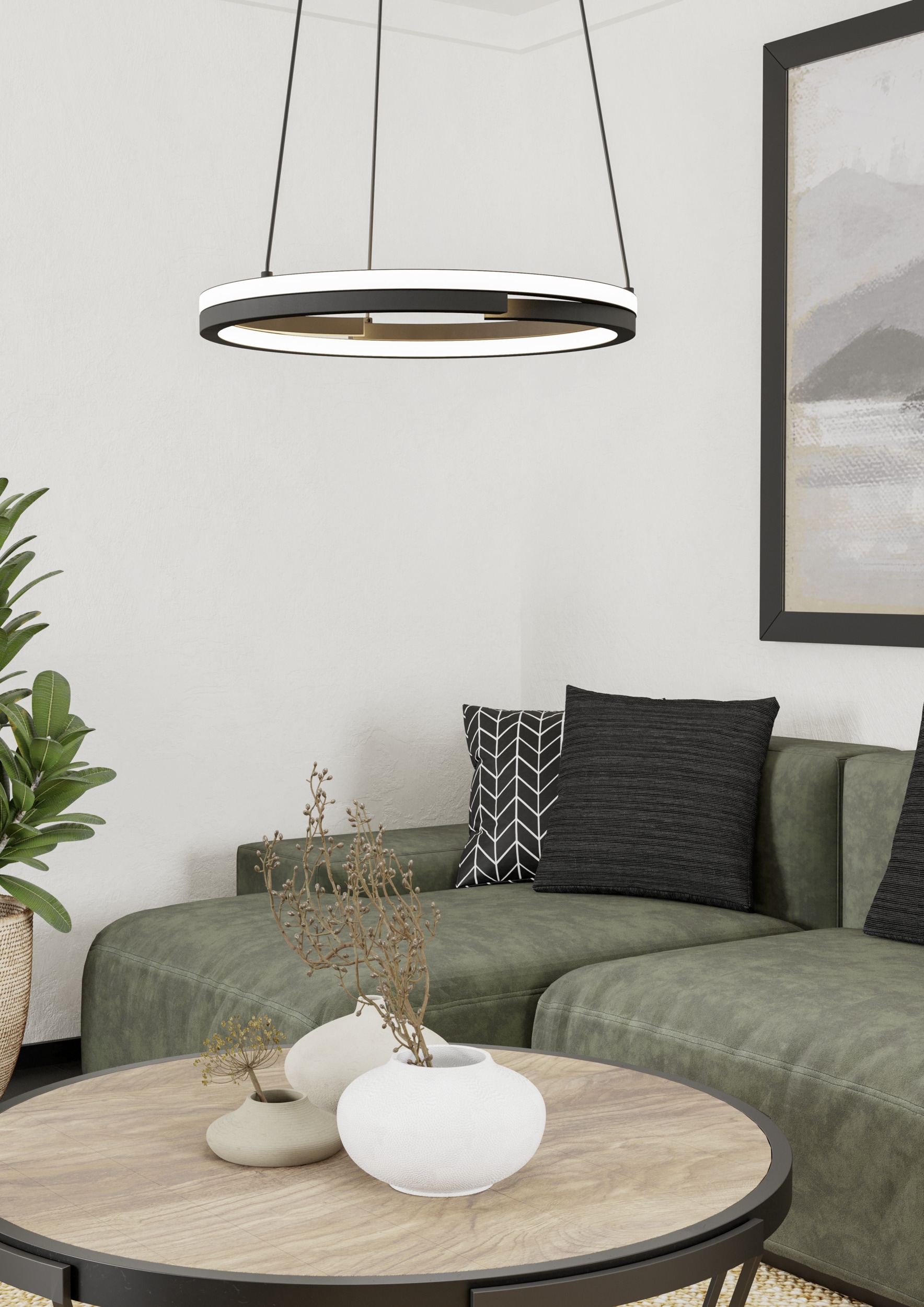 EGLO Hängeleuchte »MEZZOMONTE Pendellampe - Alu, Stahl - LED;LED - 1X20W;1X20W - IP20« LED-Modul 1 Stk. Kaltweiß | Neutralweiß | Warmweiß Hängelampe, Deckenlampe, Wohnzimmer, Esszimmer, H110 x Ø48 cm