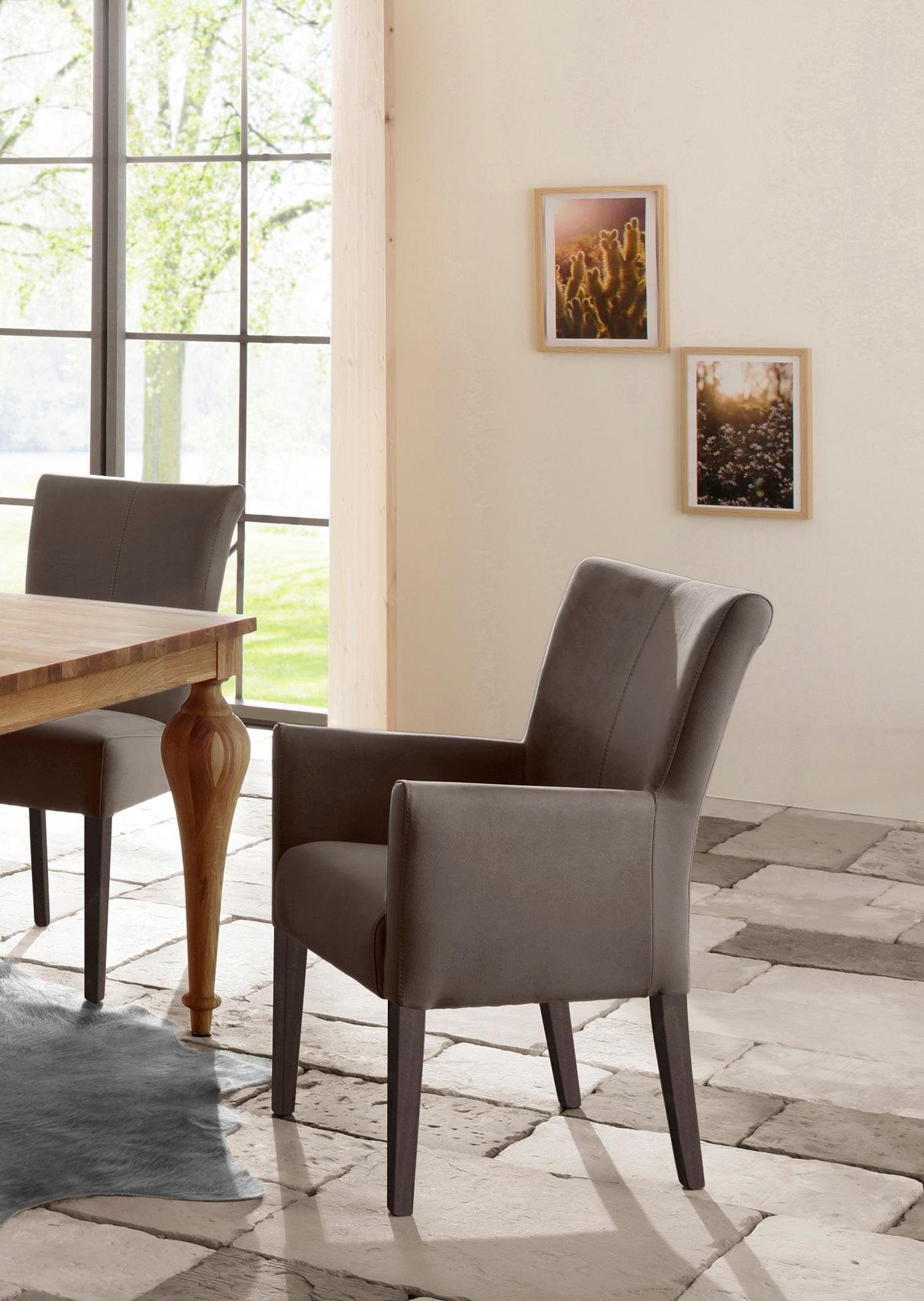 Home affaire Esszimmerstuhl »King«, Luxus-Microfaser, Polsterstuhl, Armlehnstuhl, Gestell Massivholz
