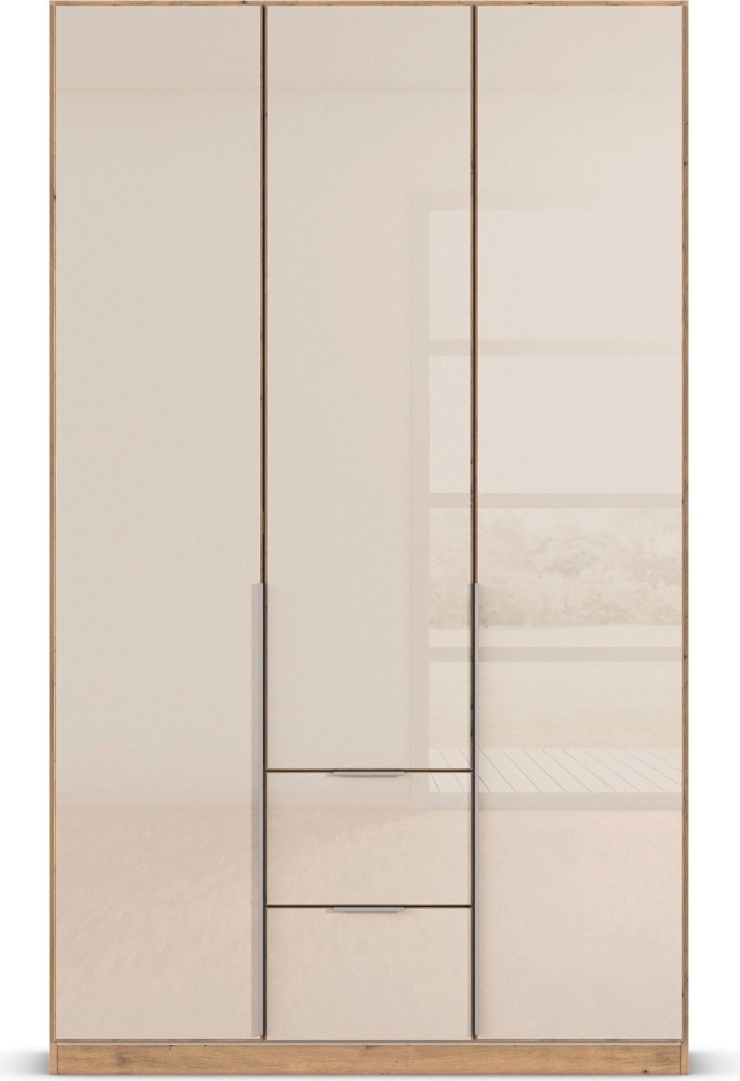 rauch Drehtürenschrank »Kleiderschrank Kleiderschränke Schrank Garderobe AGORDO mit Glasfront«, (in zwei Griff-Farben mit Glasfront), mit Außenschubkästen, in 6 Breiten und 2 Höhen MADE IN GERMANY
