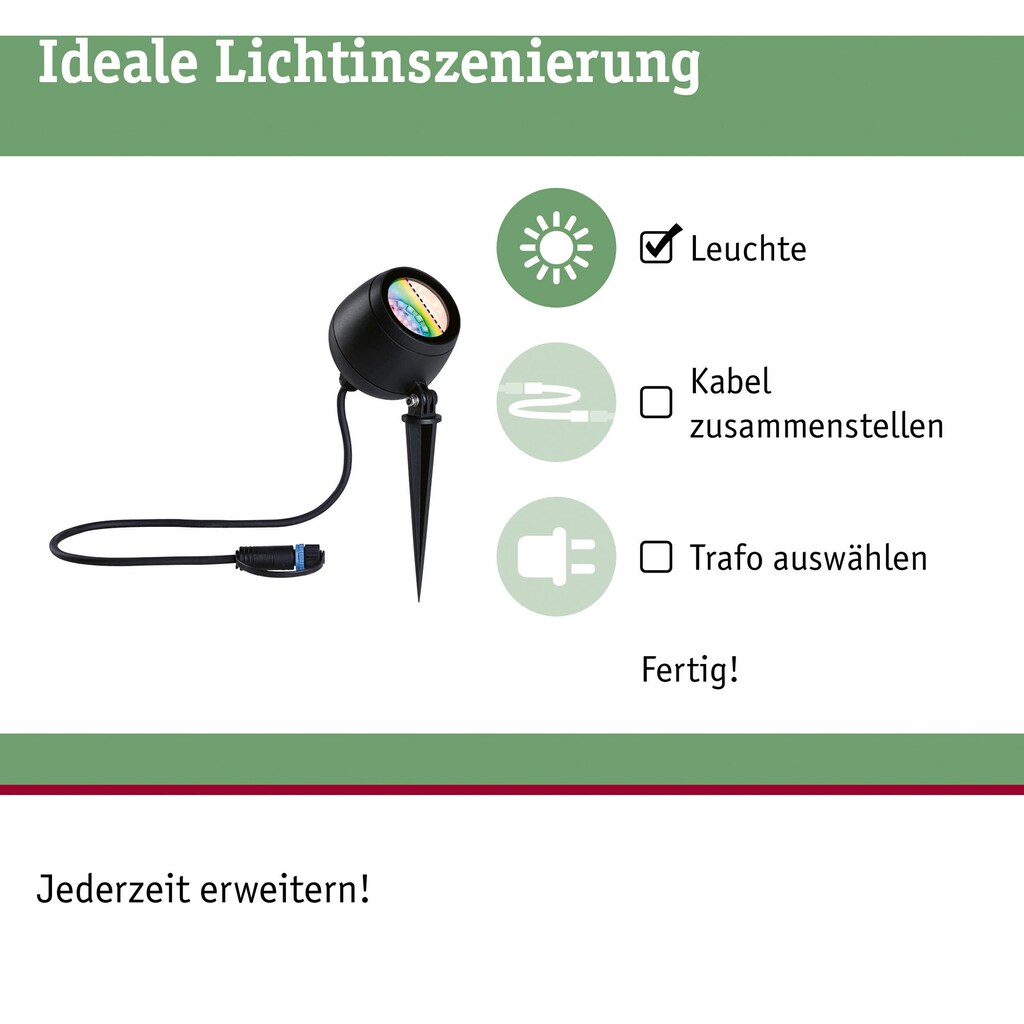 Paulmann LED Gartenleuchte »Outdoor Plug & Shine Spot Kikolo RGBW ZigBee«, 1 flammig-flammig