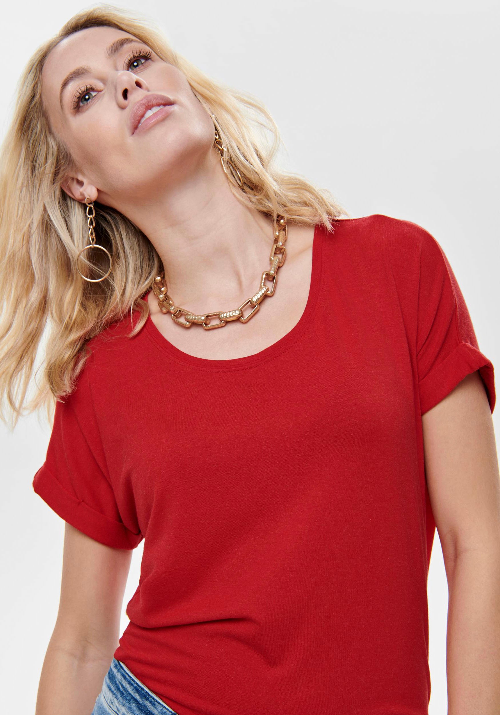 ONLY T-Shirt "ONLMOSTER – Kurzarmshirt mit Aufschlag und klassischem Look" günstig online kaufen