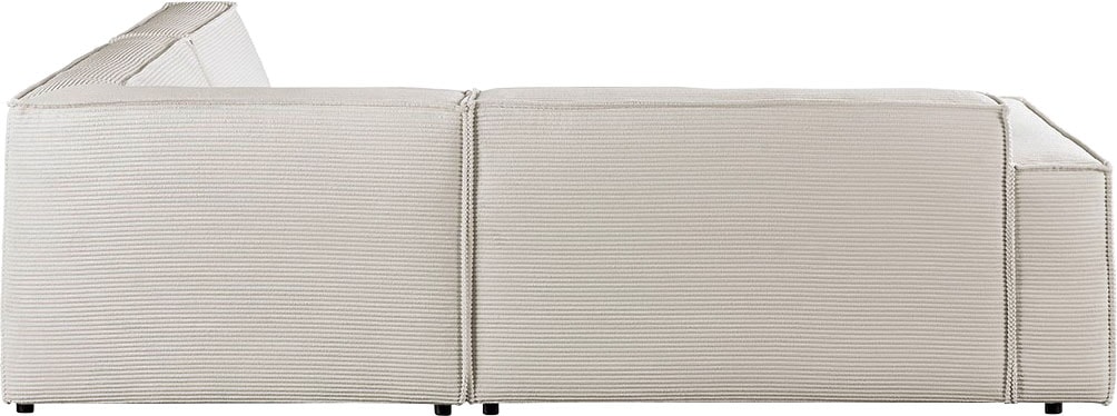 3C Candy Ecksofa »Matteo in elegant, kubischer Formensprache, bequem, L-Form«, mit auffälliger Kedernaht, Cord-Bezug, Lounge-Charakter