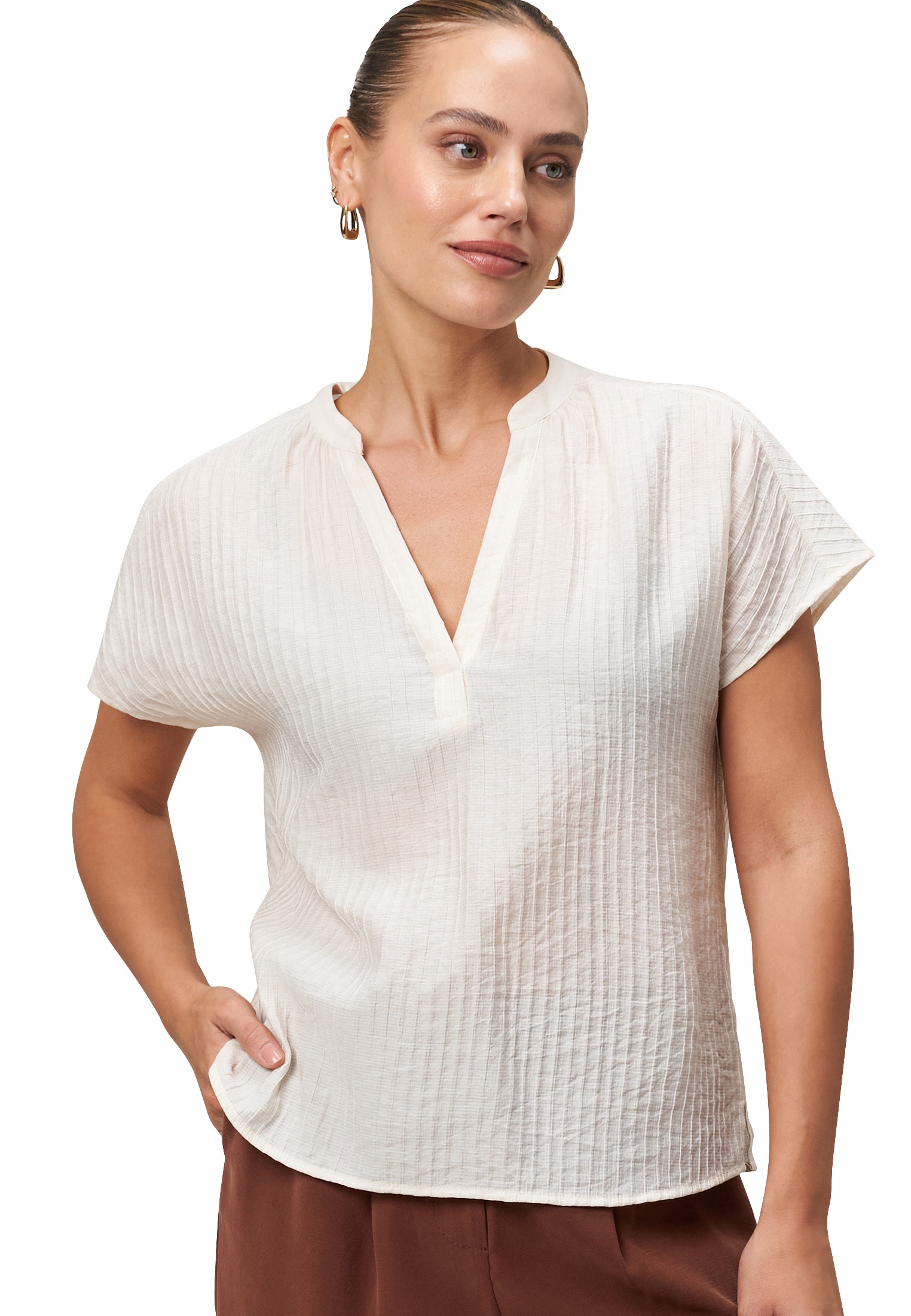 Zero Crinklebluse "zero Crinkle-Bluse mit V-Ausschnitt" günstig online kaufen