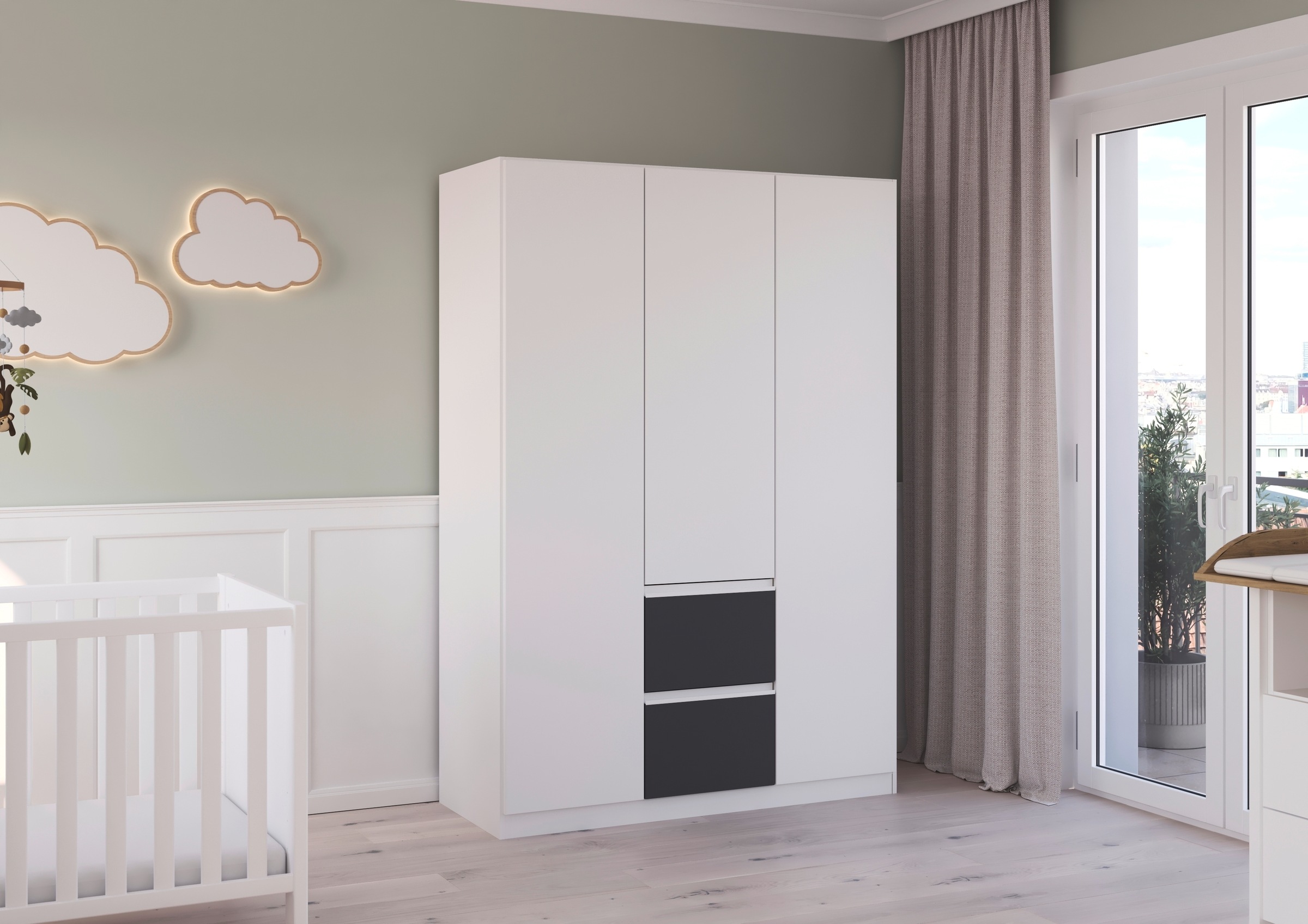 rauch Drehtürenschrank »Kleiderschrank Schrank Garderobe Wäscheschrank BRISTOL in 2 Breiten«, grifflose Front mit Push-to-Open Funktion in 2 Breiten MADE IN GERMANY