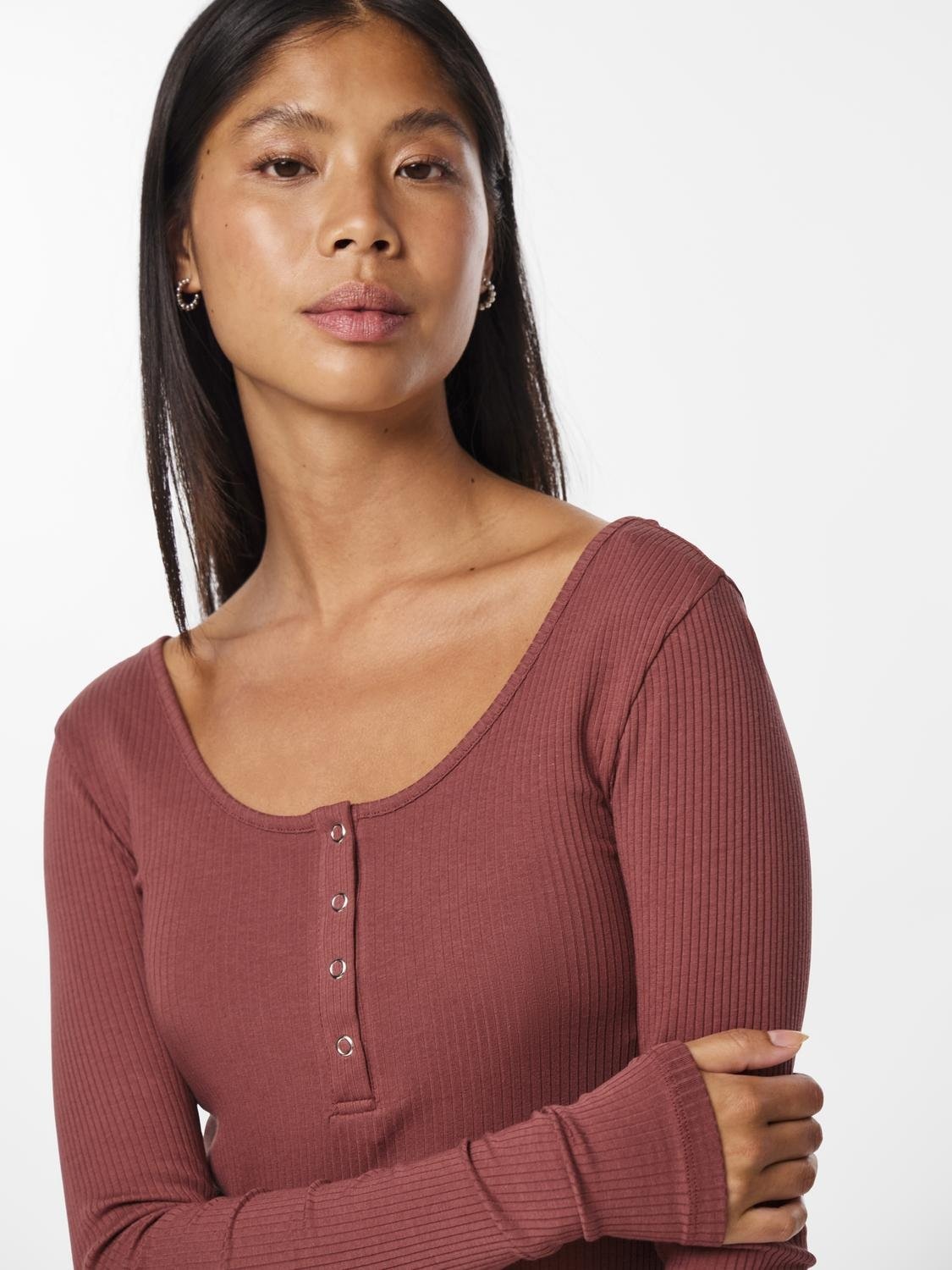 Thumbnail - pieces Langarmshirt "PCKITTE LS TOP NOOS BC" Baumwollmischung, slim fit