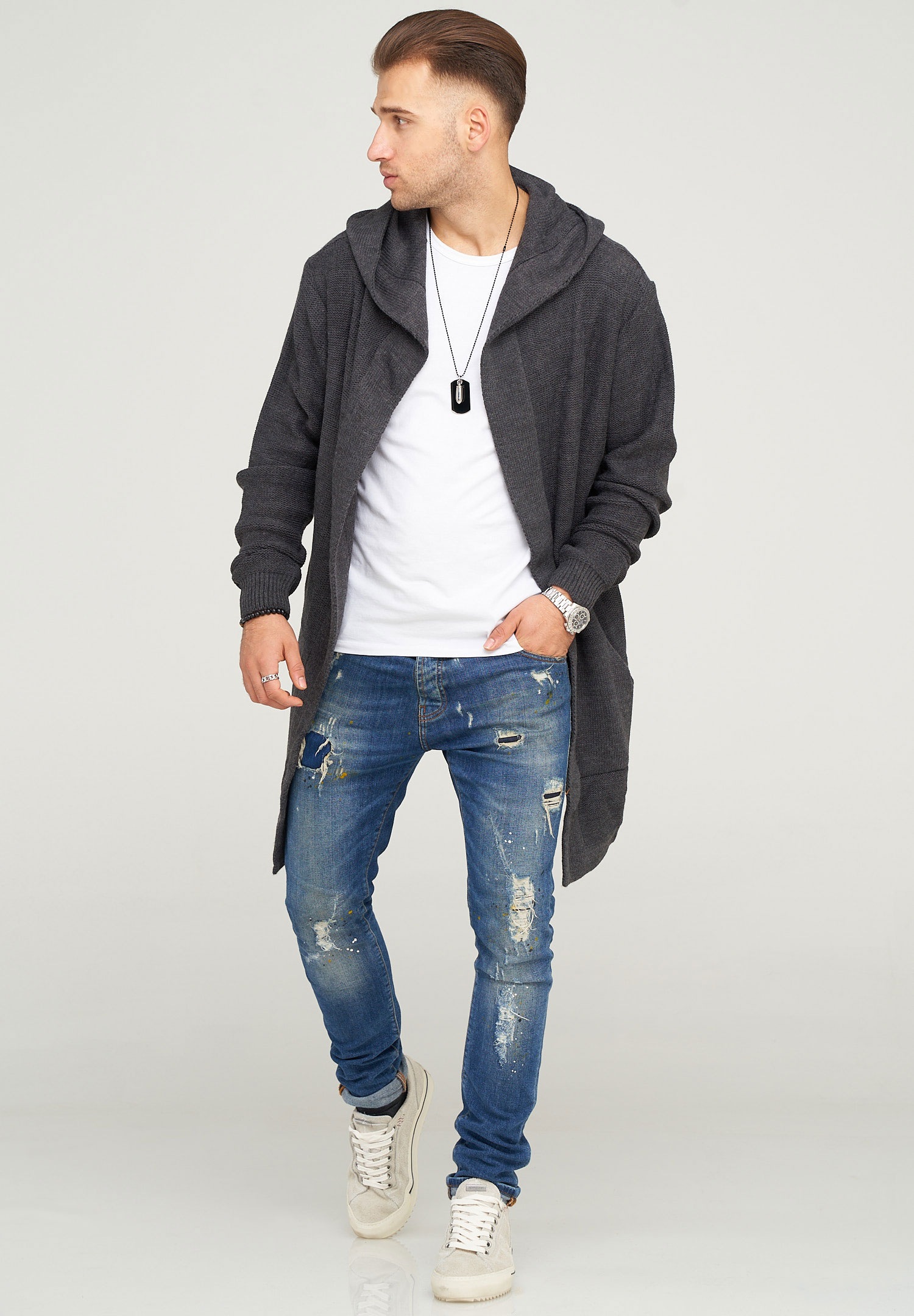 behype Strickjacke »JAROMIR«, mit ▷ | BAUR kuscheliger kaufen Kapuze