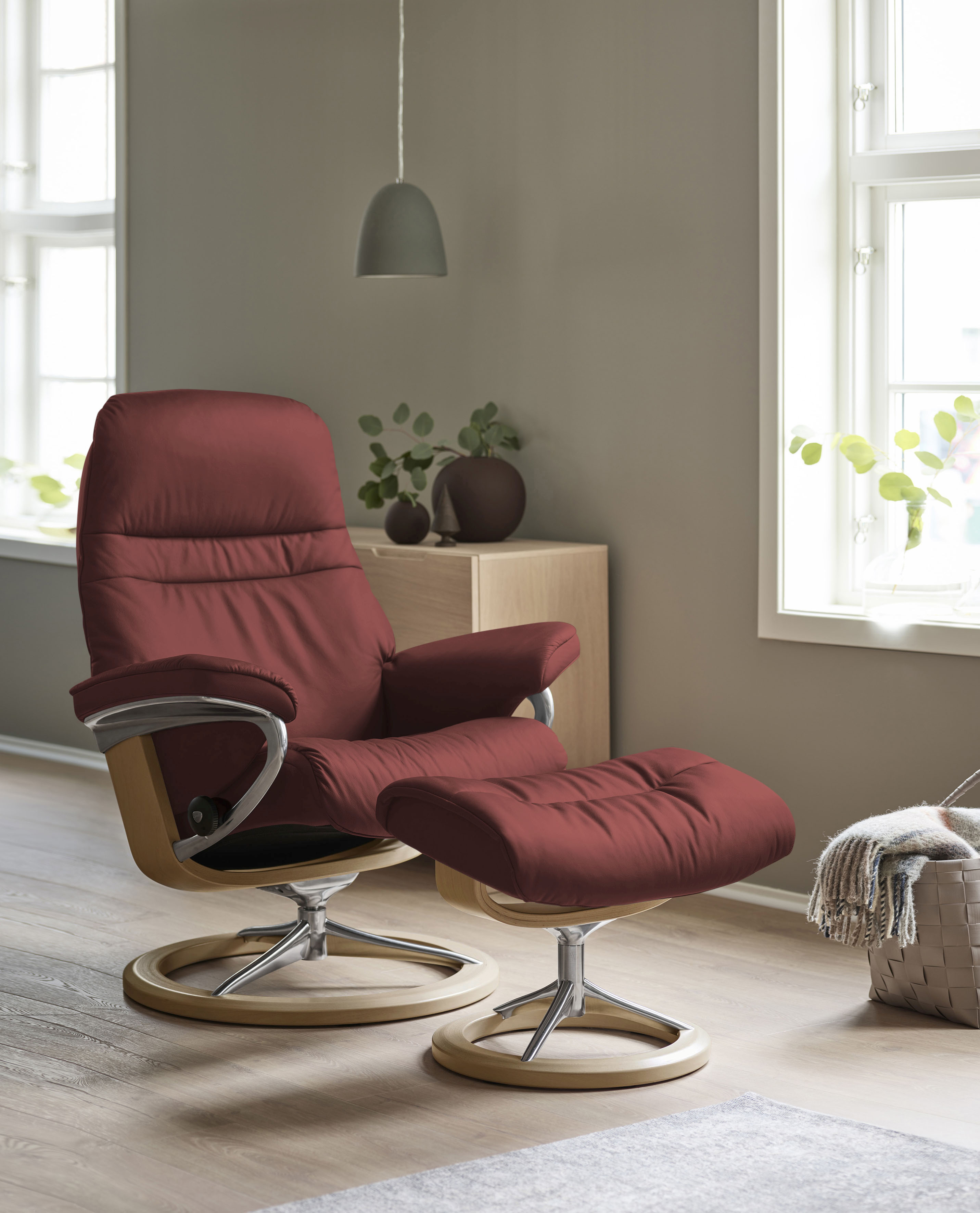 Thumbnail - Stressless Relaxsessel "Sunrise" Relaxsessel mit Hocker, mit Signature Base, Größe L, Gestell Eiche