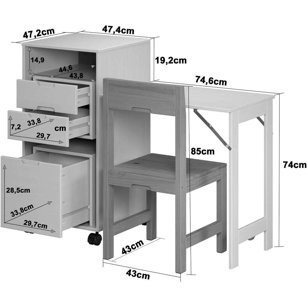 INTER-FURN Schreibtisch »Ostra«, smart mit aufklappbarer Arbeitsplatte von 50 zu 122 cm erweiterbar