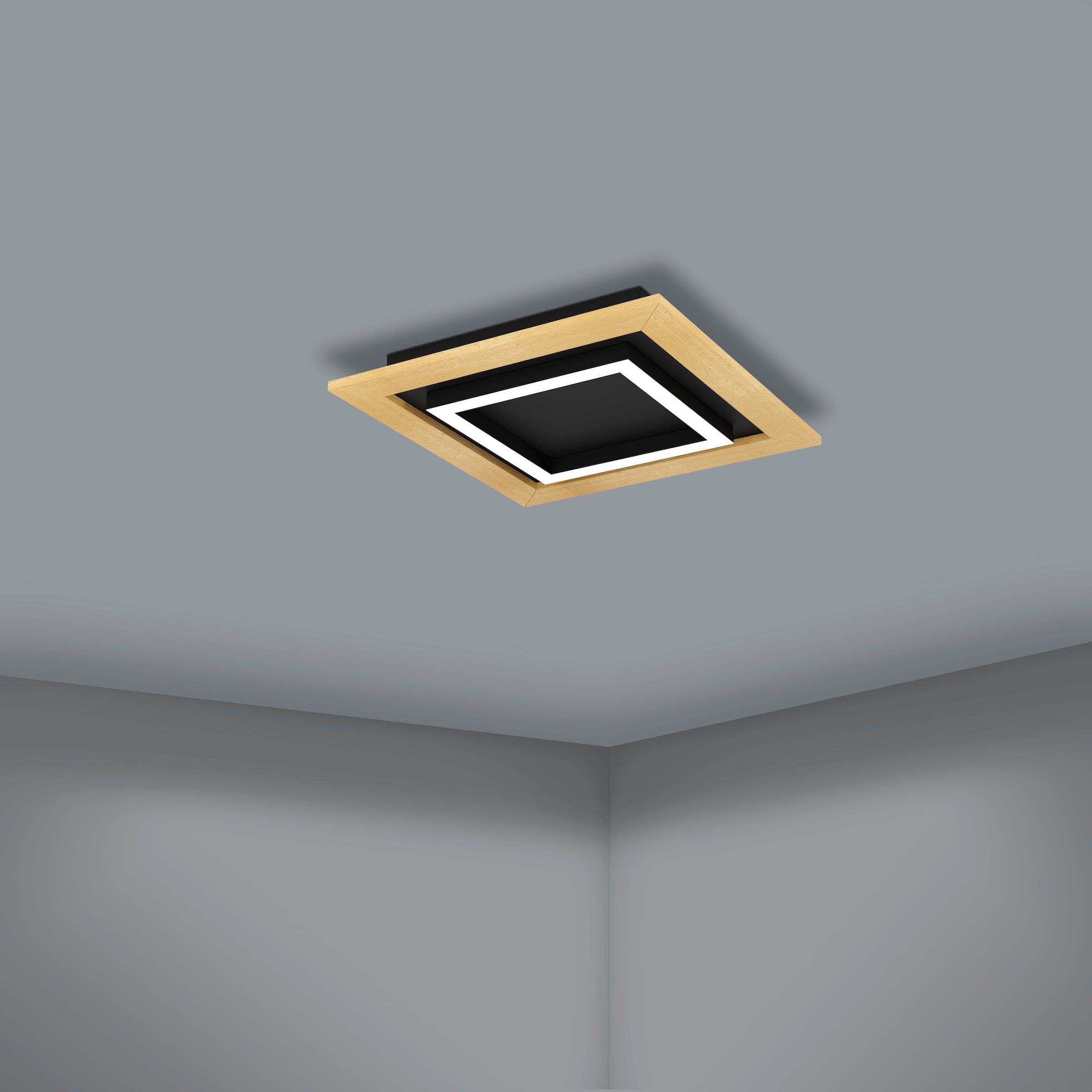 EGLO LED-Deckenleuchte »TIRRENARA« in schwarz 4 LED Watt braun und aus inkl. BAUR / Stahl, kaufen Holz - 5,4 | integriert fest x