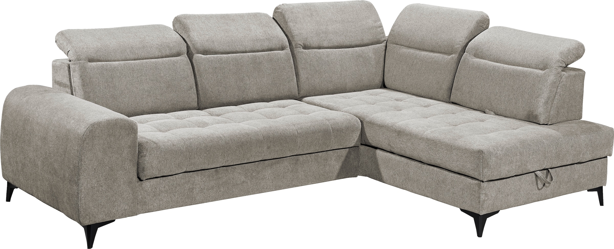 ED EXCITING DESIGN Ecksofa »Rockdale L-Form mit Bettfunktion, Bettkasten«, Kopfteilverstellung, Sitztiefenverstellung & USB-Port