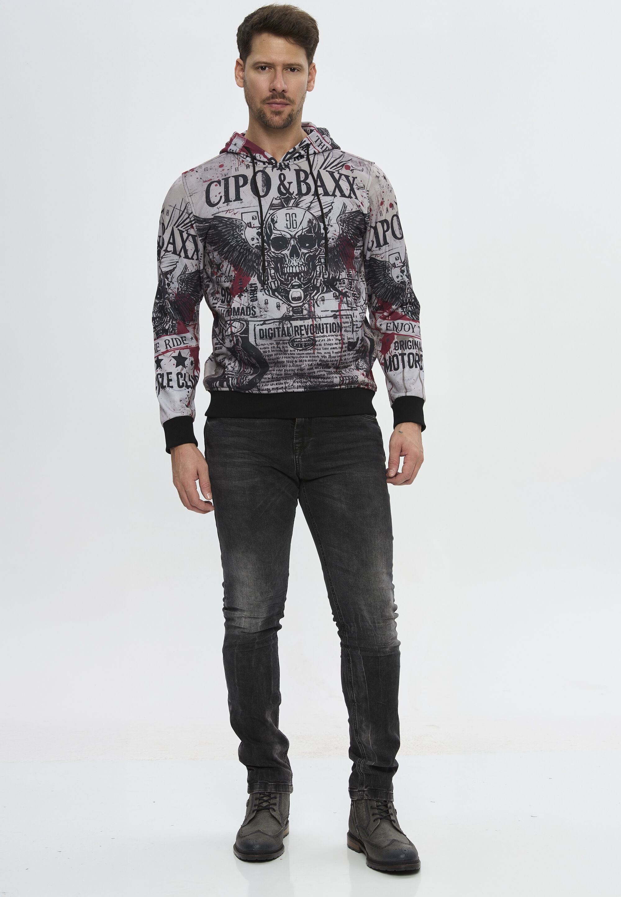 Cipo & Baxx Kapuzenpullover »CL614« mit Skull-Print