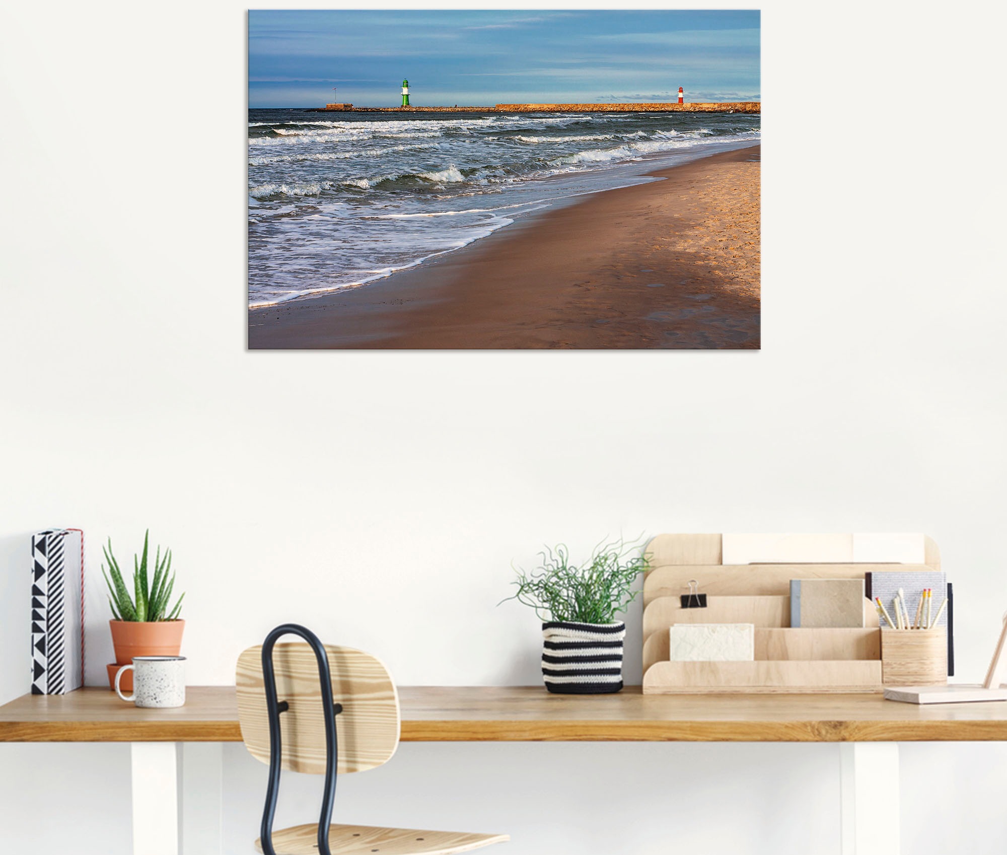 Artland Wandbild »Mole an der Ostsee in Warnemünde«, Küstenbilder, (1 St.), als Alubild, Leinwandbild, Wandaufkleber oder Poster in versch. Größen