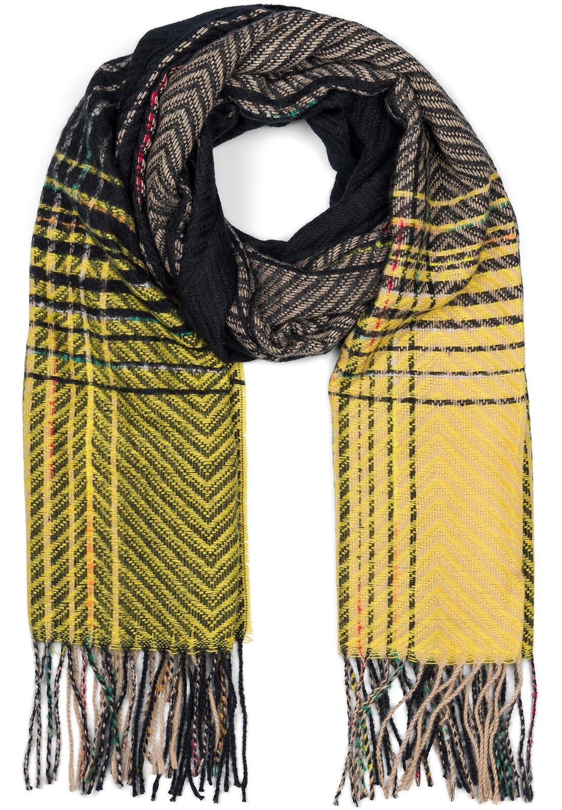 styleBREAKER Strickschal "Feinstrick Schal Zick-Zack gestreift" 1 Stk.