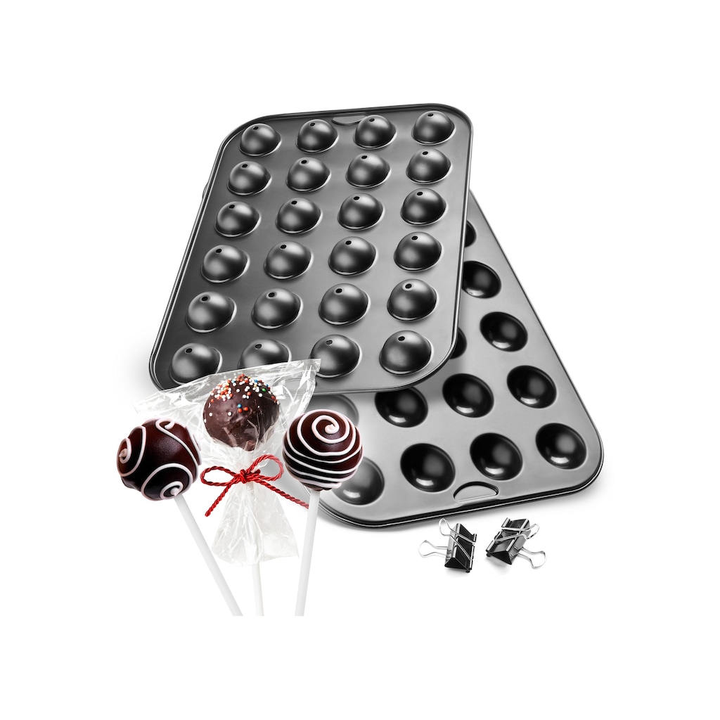 Zenker Cake-Pop-Form, (Set, 5 St., Unter- & Oberbackblech, 2 Halteklammern, 48 Stiele)