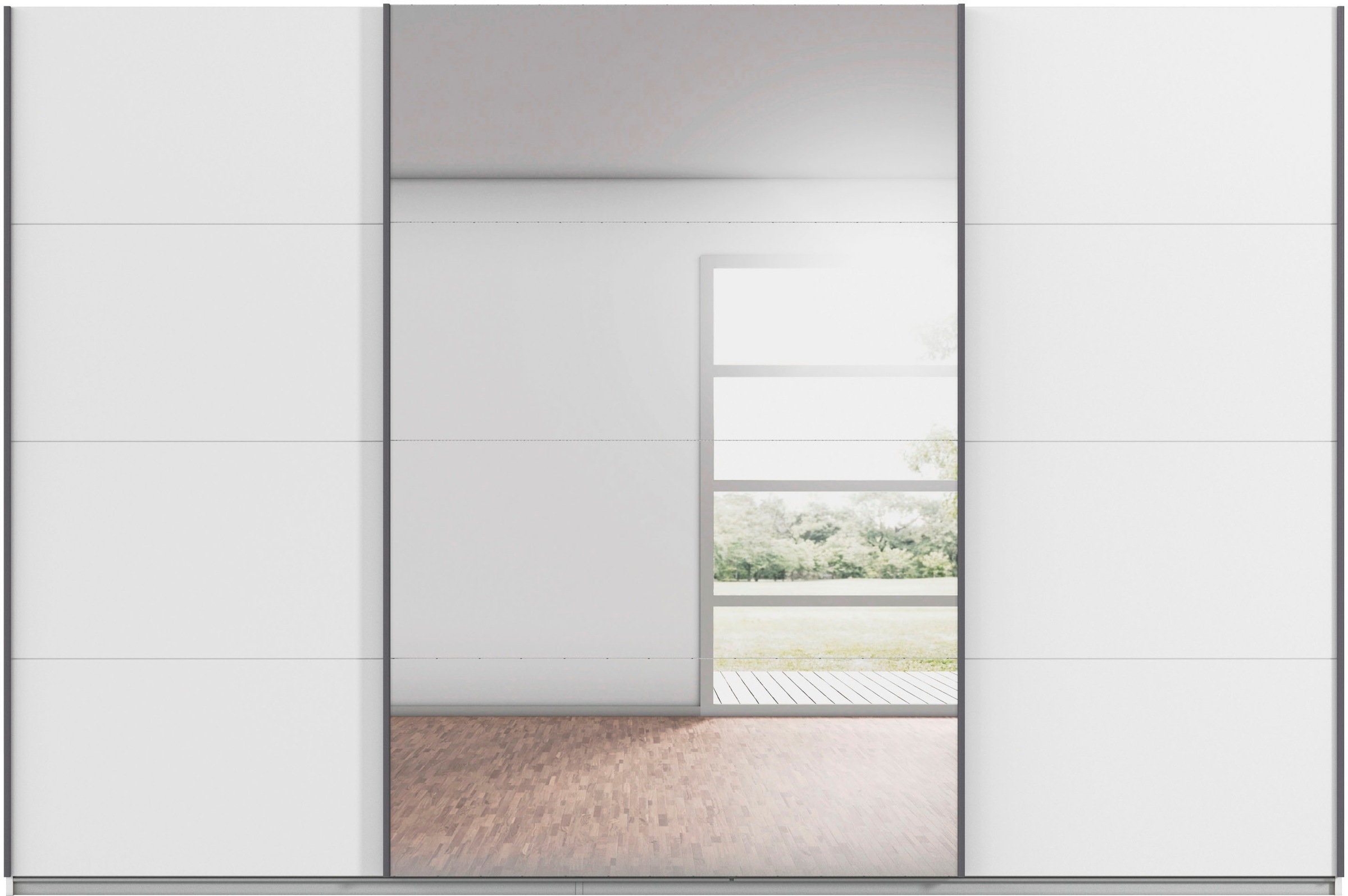 rauch Schwebetürenschrank »Kleiderschrank Schrank Garderobe AGORDO«, (in zwei Griff-Farben), Top Innenausstattung, in 4 Breiten und 2 Höhen MADE IN GERMANY