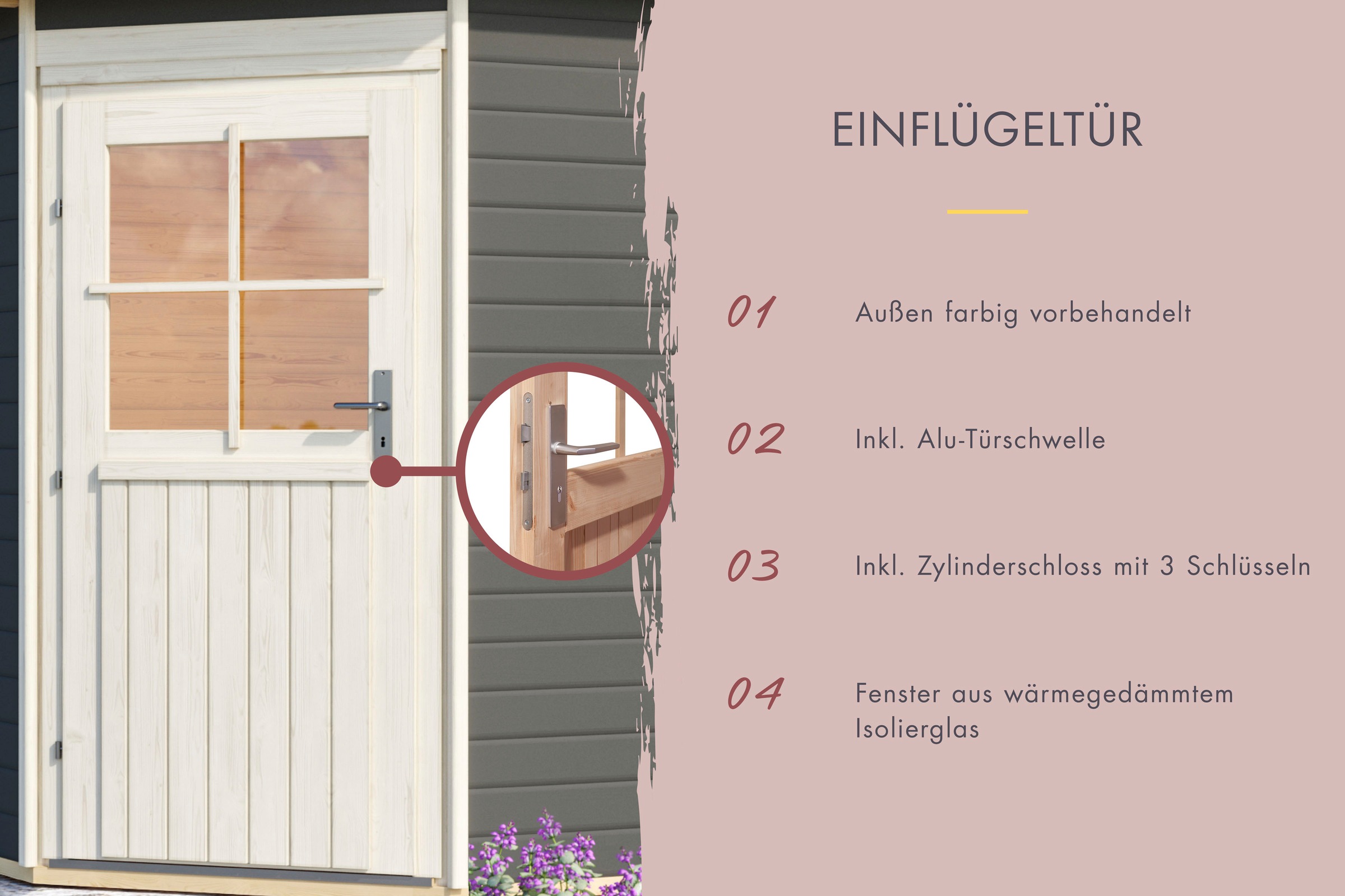 Karibu Saunahaus »Klaas«, klassiche Tür, Ofen 9 kW Bio externe Strg Easy