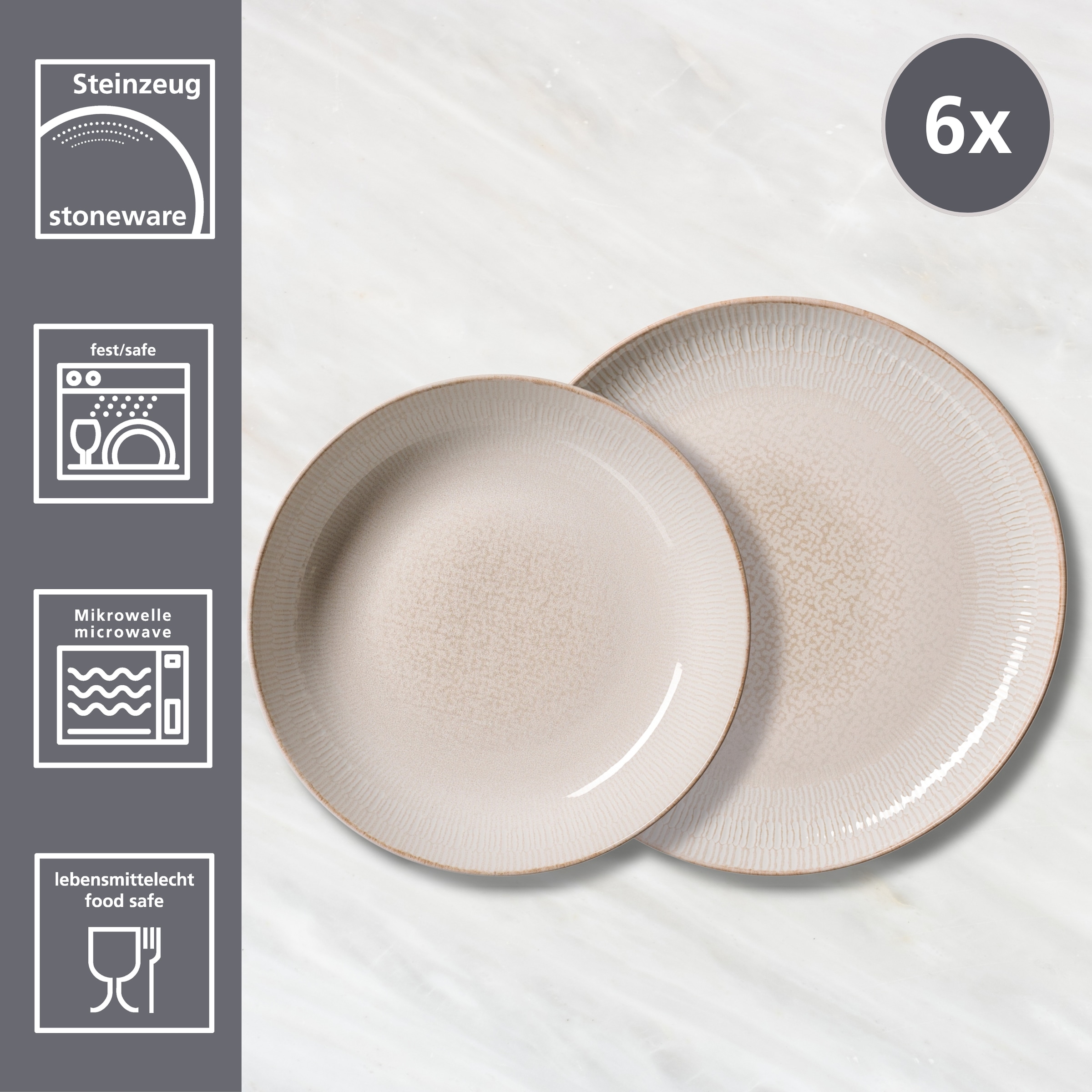 Ritzenhoff & Breker Tafelservice »Cara«, (Set, 12 tlg.), aus Steinzeug für 6 Personen
