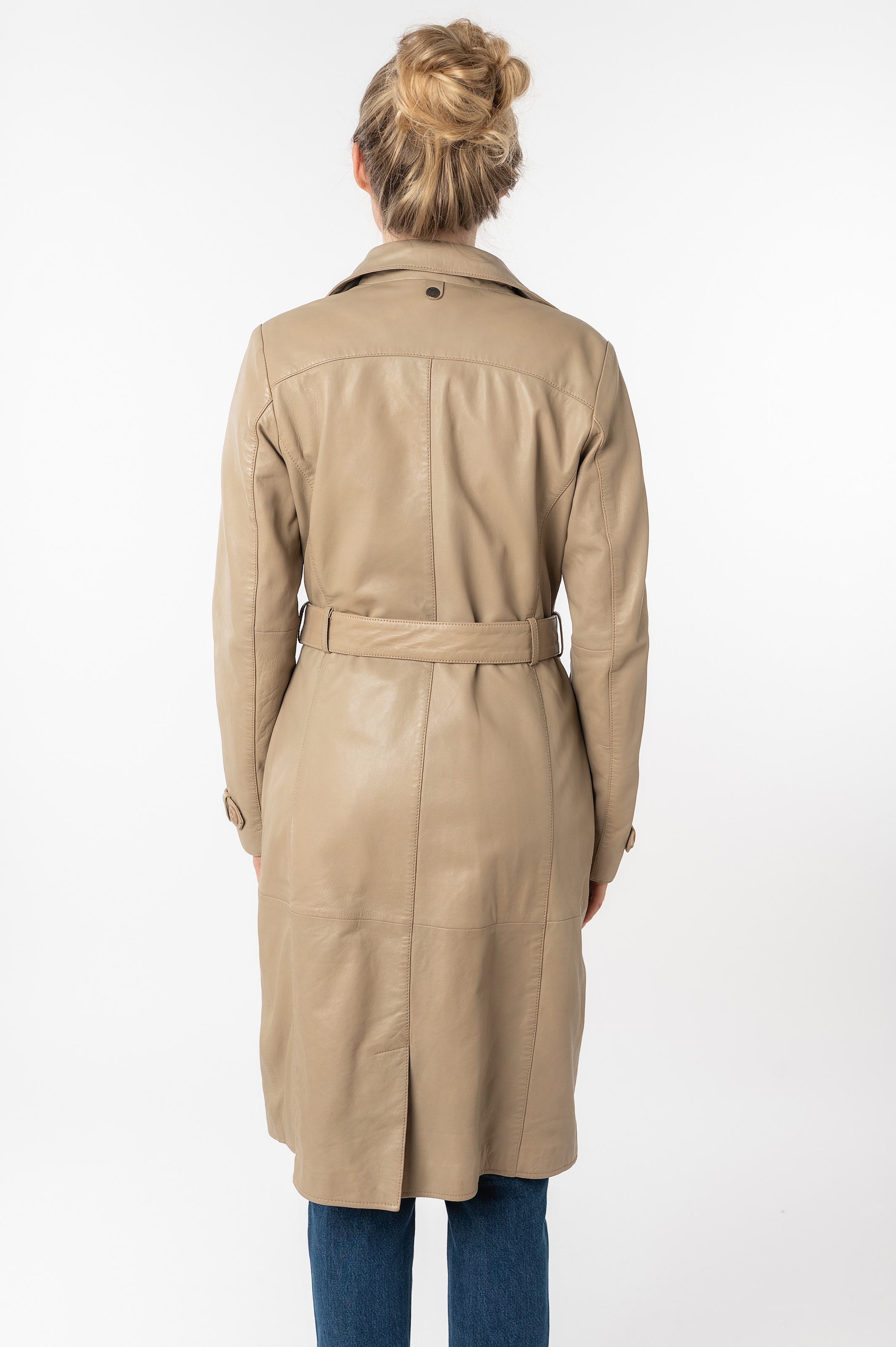 Mauritius Ledermantel »GWTaruh OT«, (2 tlg.), femininer Leder-Trenchcoat mit Bindegürtel