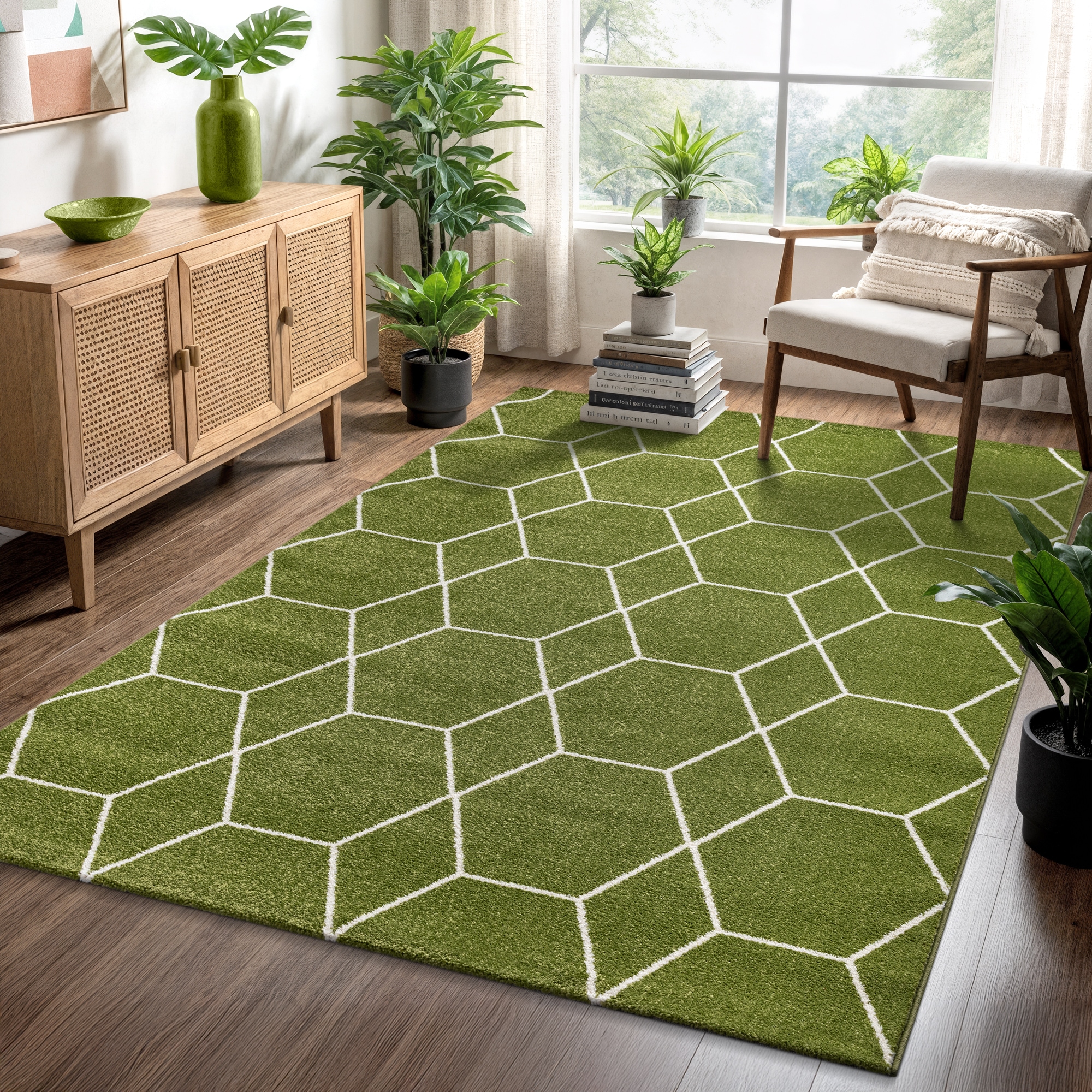 Sanat Teppich "Trellis, auch als Läufer und Rund" rechteckig 10 mm Höhe Kurzflor, skandi, boho, große Farbauswahl, alle Räume