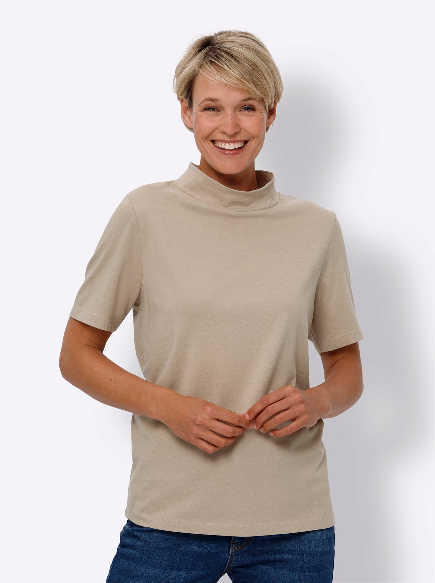 Classic Basics Stehkragenshirt "Kurzarm-Shirt", (1 tlg.) günstig online kaufen