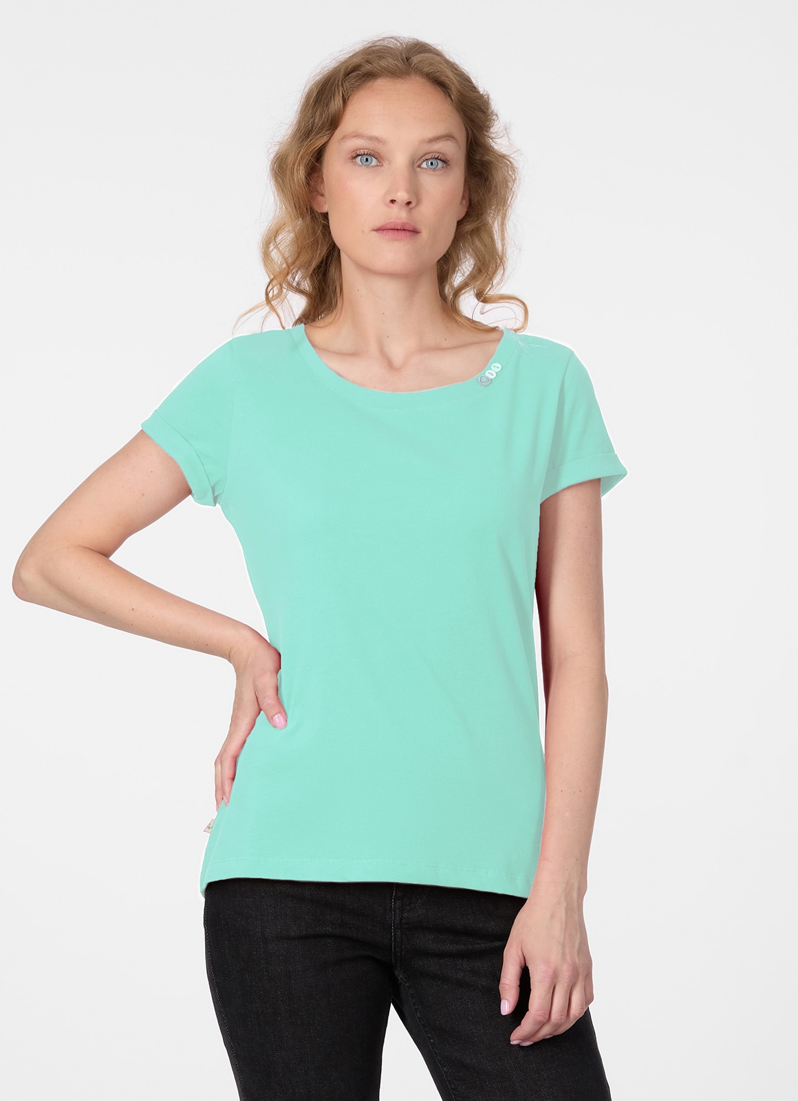 Ragwear Kurzarmshirt »FLLORAH GOTS« Bestseller aus Single Jersey mit softem Finish und Knöpfen