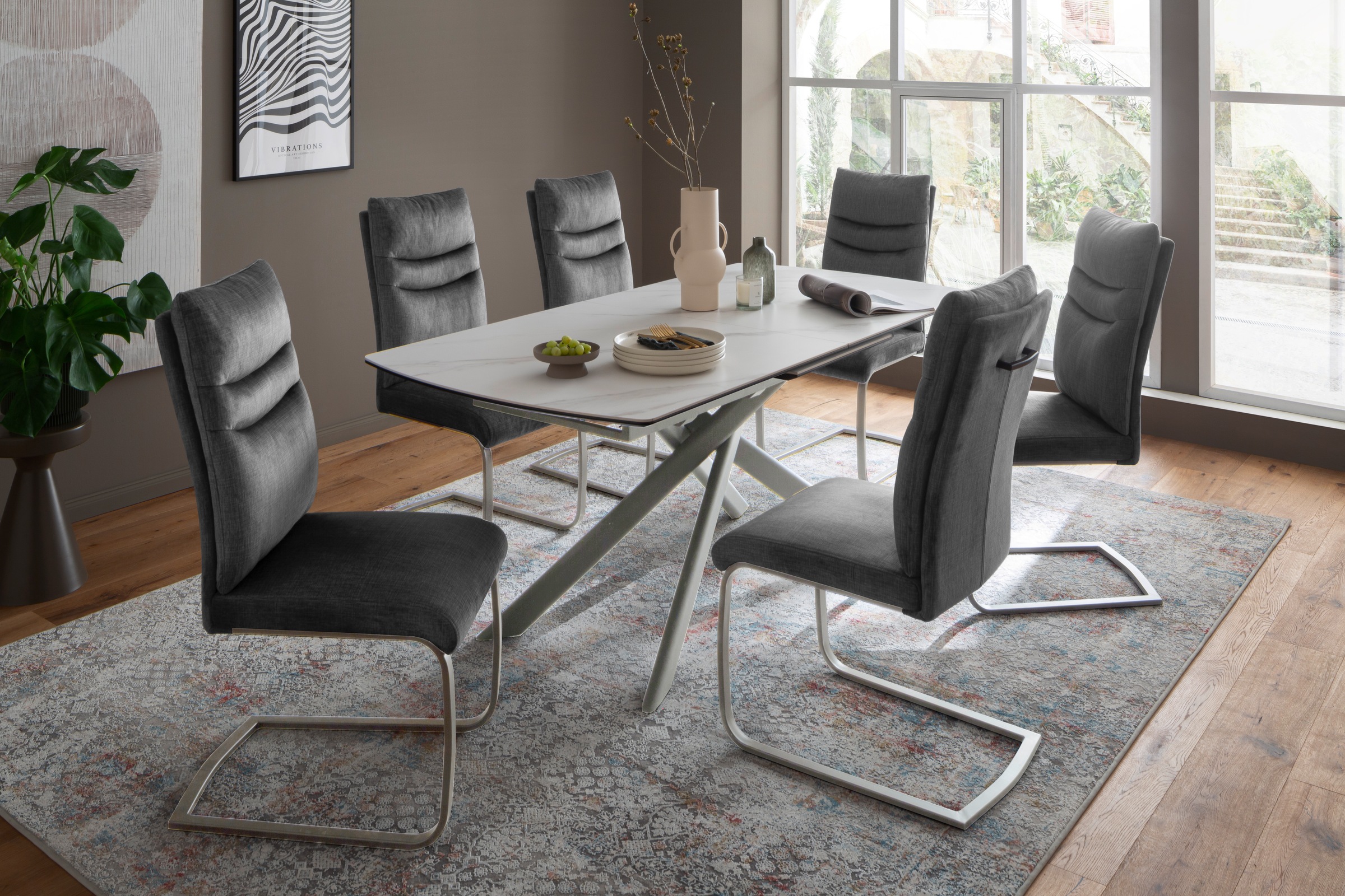 MCA furniture Esstisch »VANINO Auszugtisch 180-230 cm marmoriert«, (1 St.), Keramik,Edelstahl,Synchronauszug,ausziehbar,8-10 Personen
