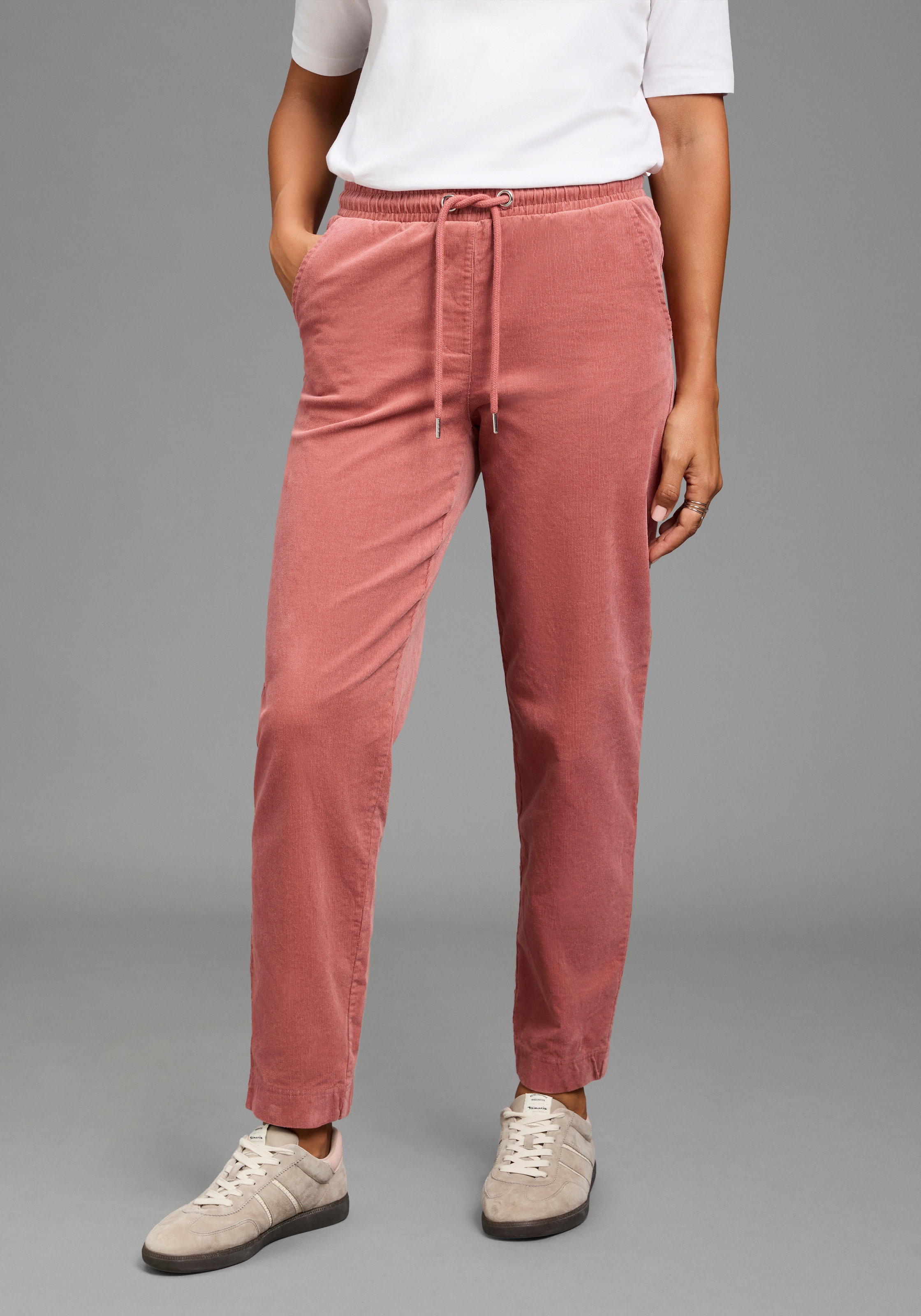 Laura Scott Cordhose gerade Passform, knöchelfreie Länge, weicher Cord im sportiven Look