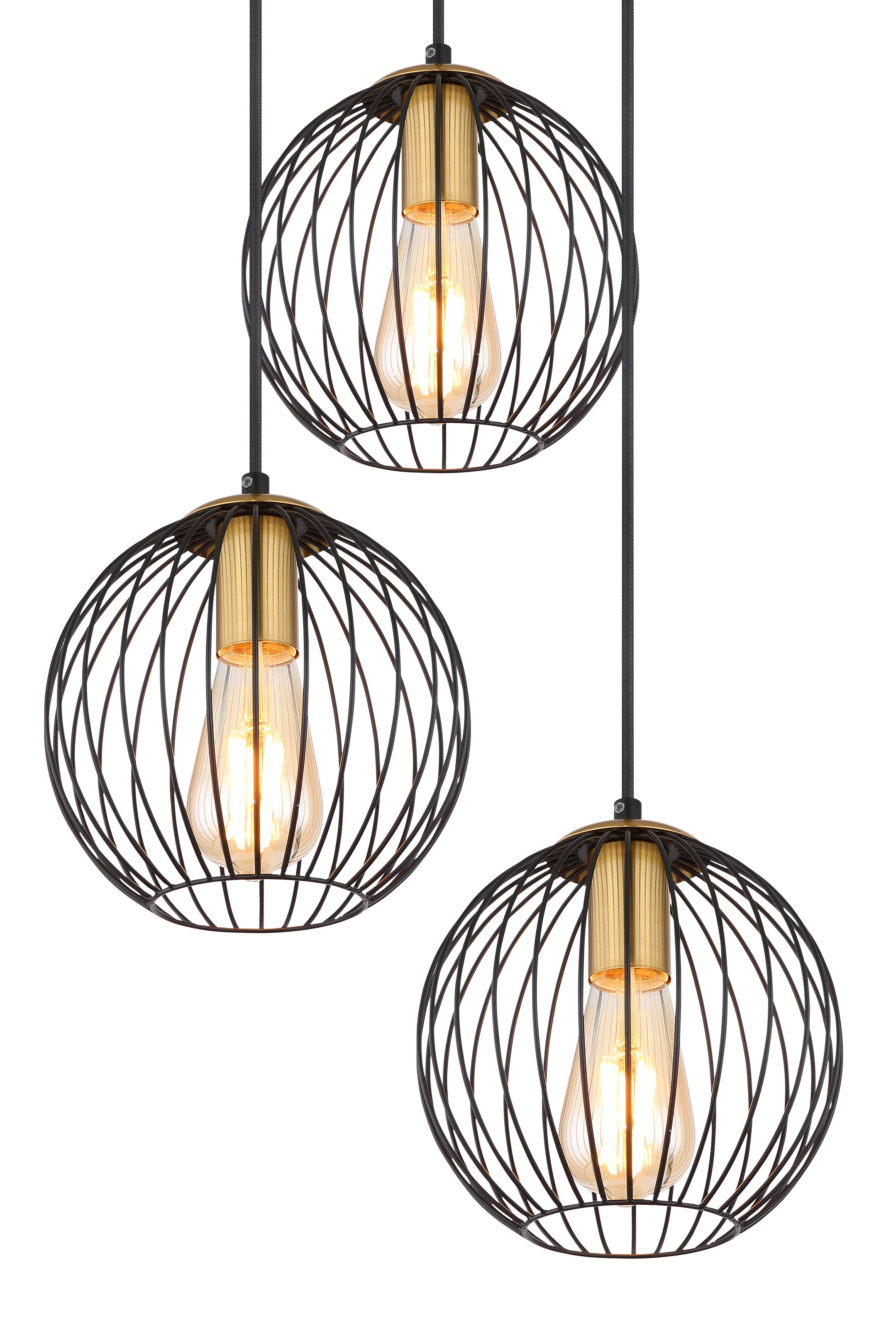 GLOBO LIGHTING Hängeleuchte »EUSEBIUS« E27 1 Stk. Hängeleuchte Schwarz/Messing, höhenkürzbar, E27