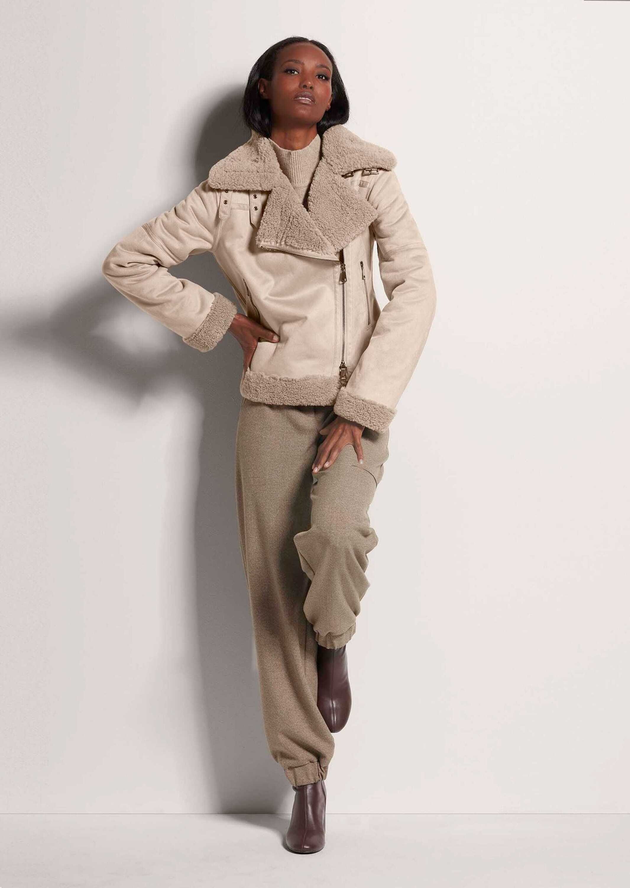 MADELEINE Kurzjacke »Jacke Biker-Jacke in Lammfell-Optik«