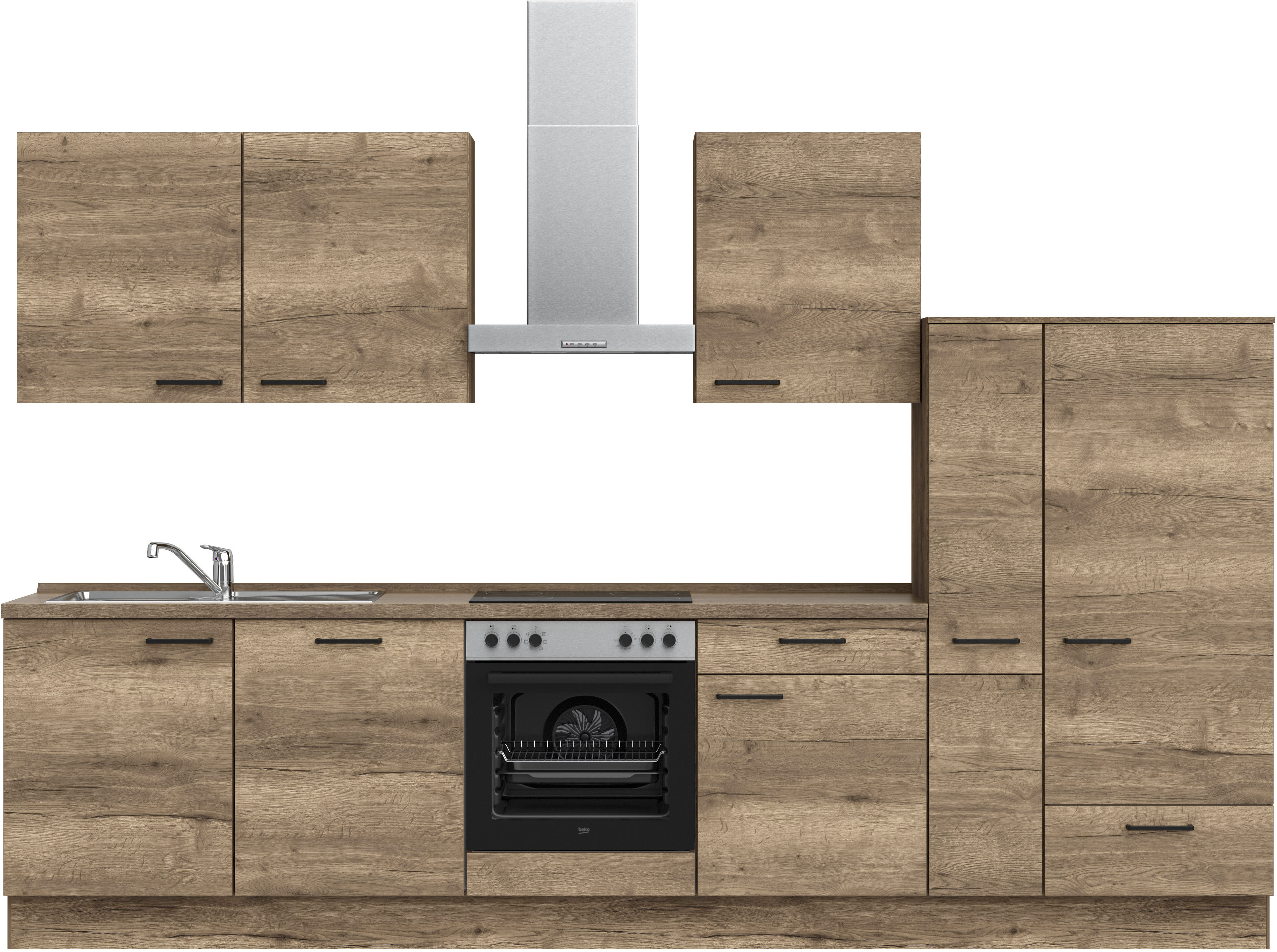 nobilia Küchenzeile ""Structura I", NEU: individuell anpassbar mit gratis Profi-Beratung" vormontiert, Breite 330 cm, Ausrichtung wählbar, wahlw. mit E-Geräten