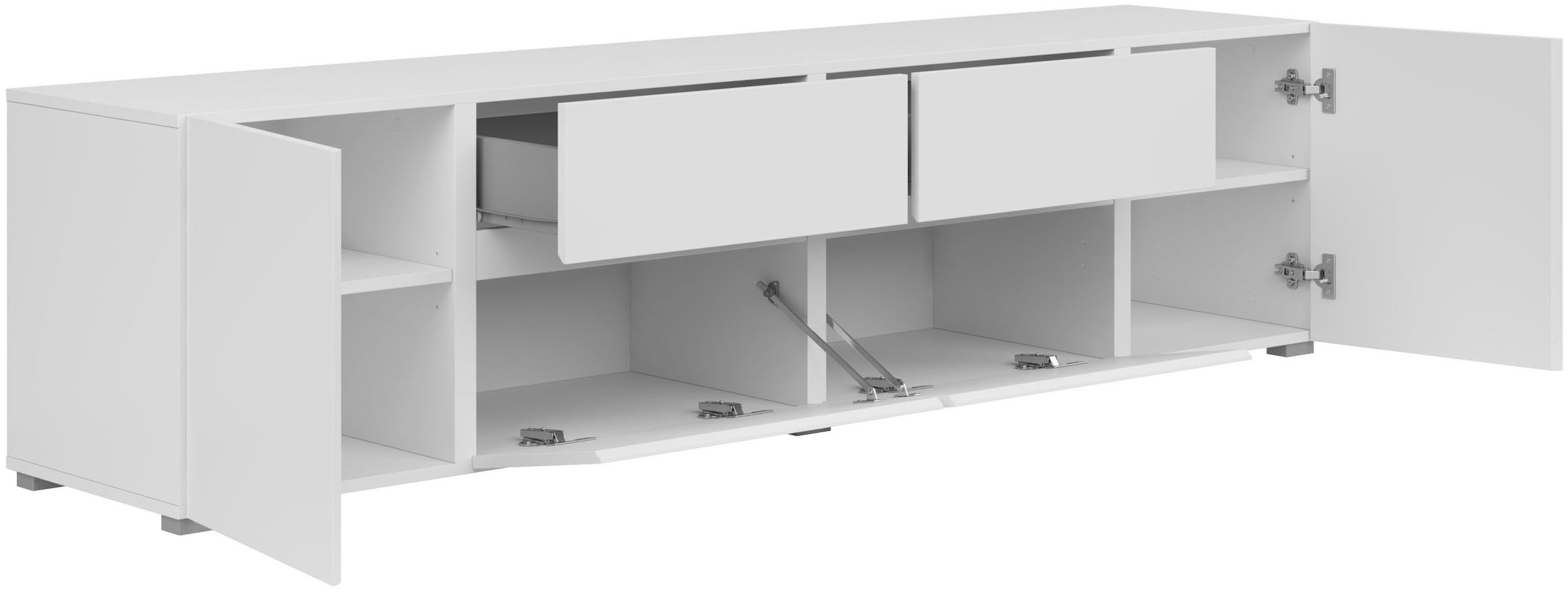 INOSIGN Lowboard »Asymetric, Breite 195 cm, grifflos, 2Klappen/2Schubkästen/2Tür«, TV-Schrank mit viel Stauraum, TV-Board