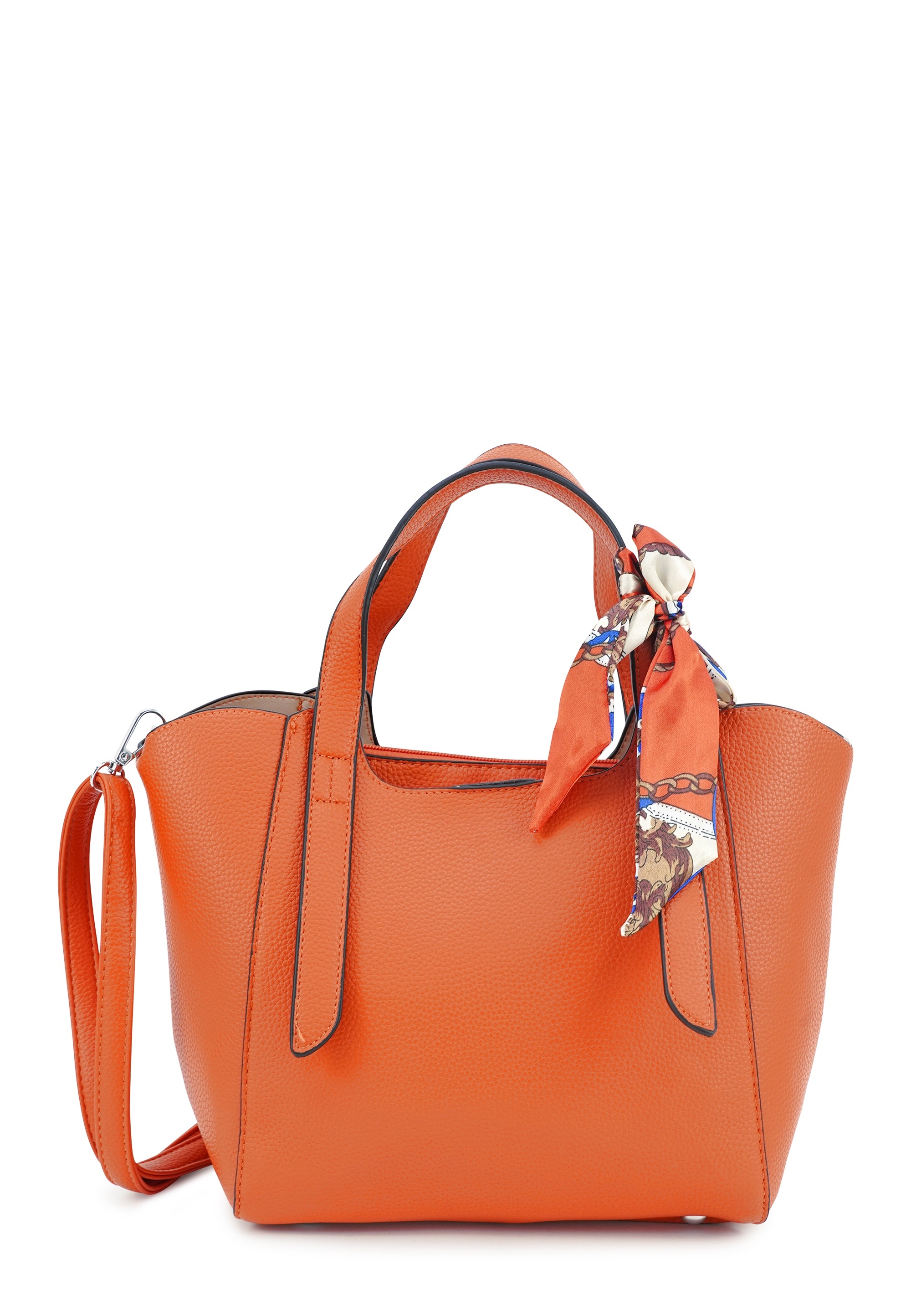 Schultertasche HARPA "SAGE", Damen, Gr. B/H/T: 24cm x 21cm x 33cm, orange, Polyurethan (PU), unifarben, Taschen Schultertasche, mit dekorativem Schal