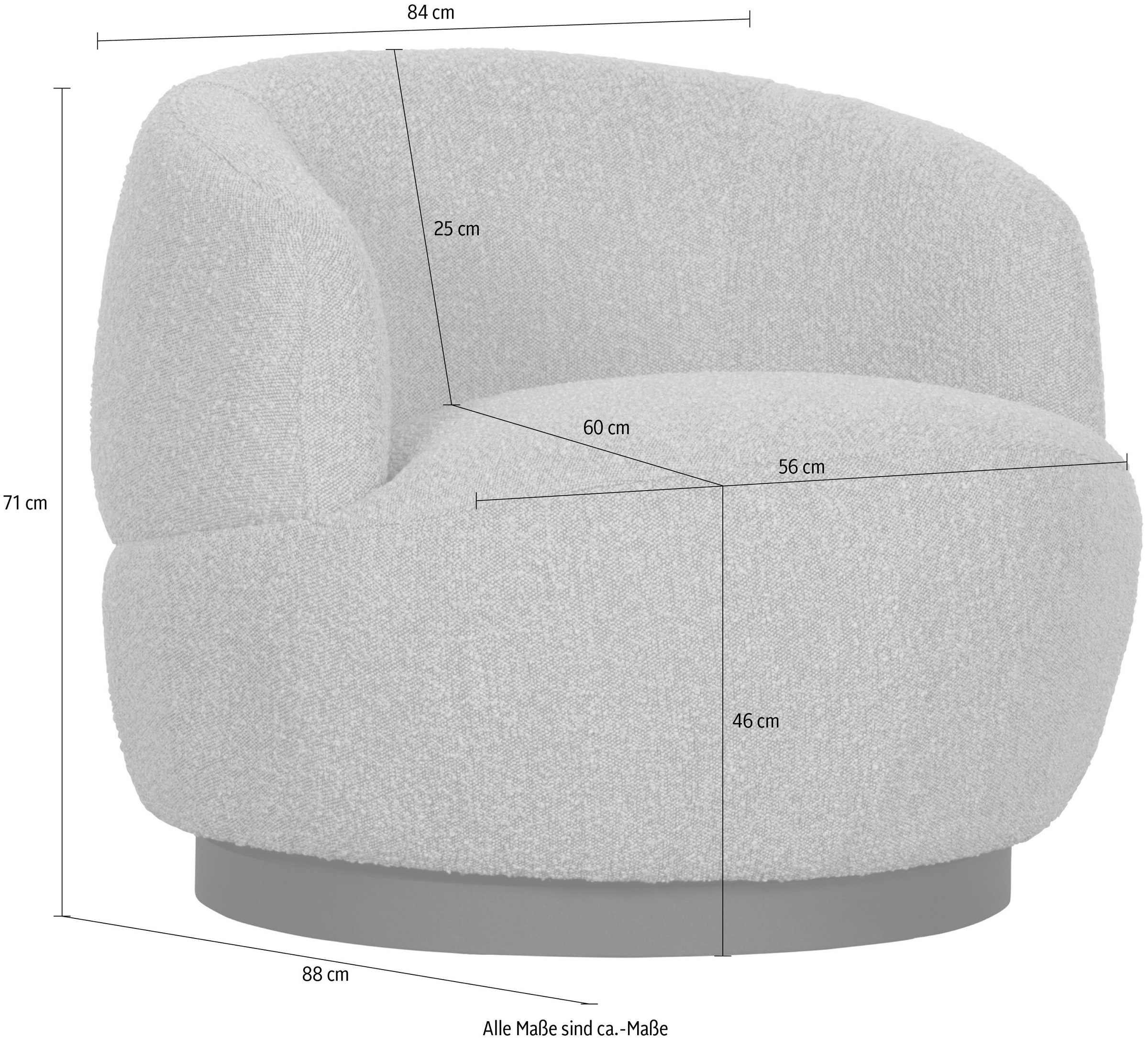 WOOOD Drehstuhl »Woolly«, runde Form, in jede Richtung drehbar, Breite 84 cm