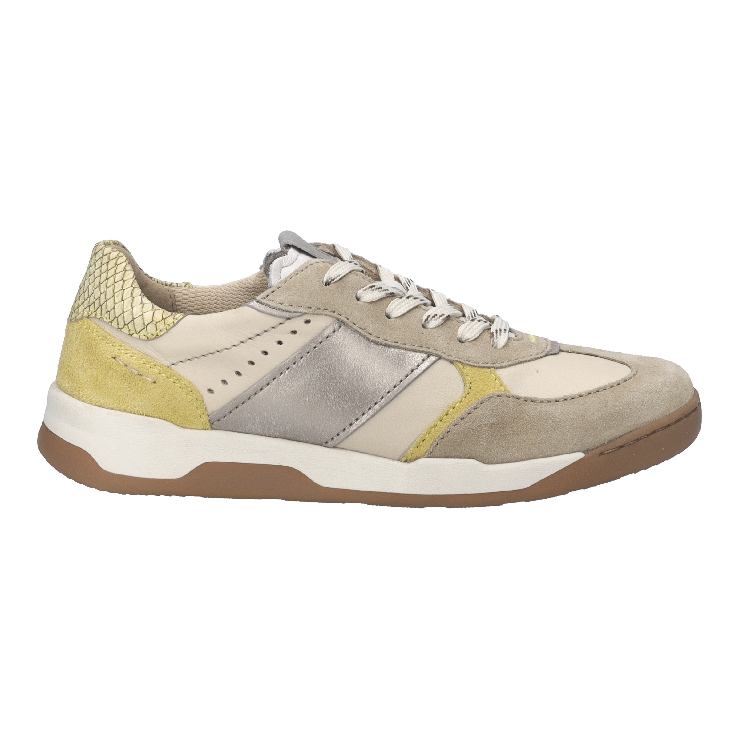Keilsneaker JOSEF SEIBEL "Arleen 01", Damen, Gr. 41, natur kombiniert, Leder, Veloursleder, kontrastfarbene Details, Schuhe, Freizeitschuh, Halbschuh, Schnürer, Kontrastbesatz, G-Weite 5